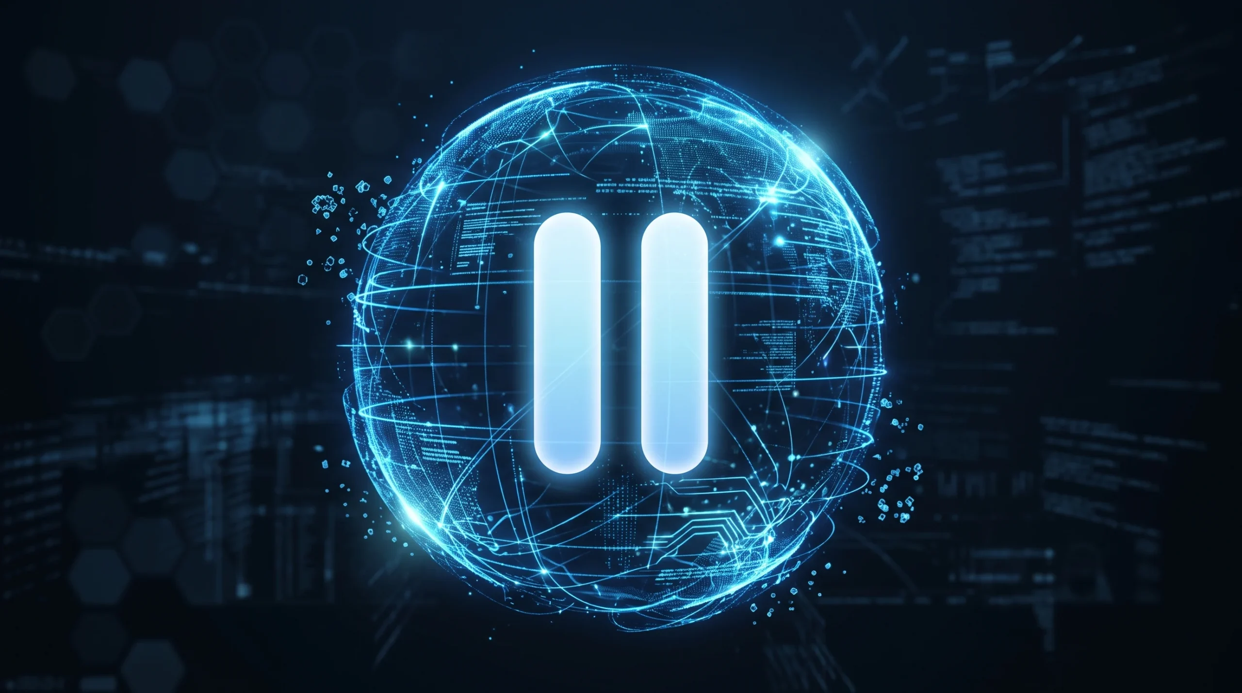 A conceptual digital illustration representing a pause in technology development.
