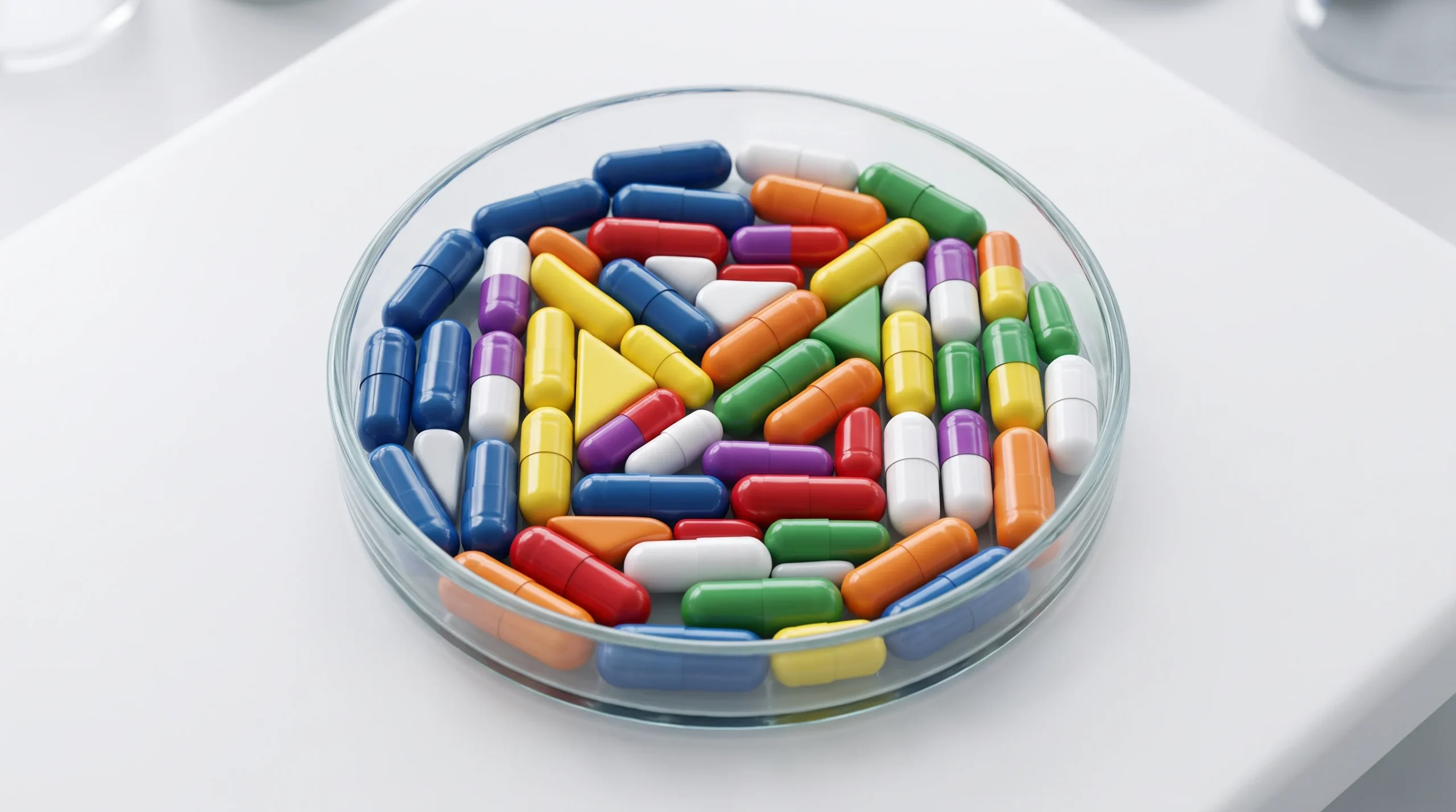 Conceptual illustration of antibiotics arranged like a puzzle