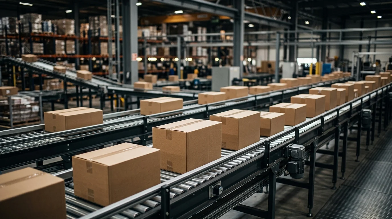 Automated warehouse sorting system with generic parcels.