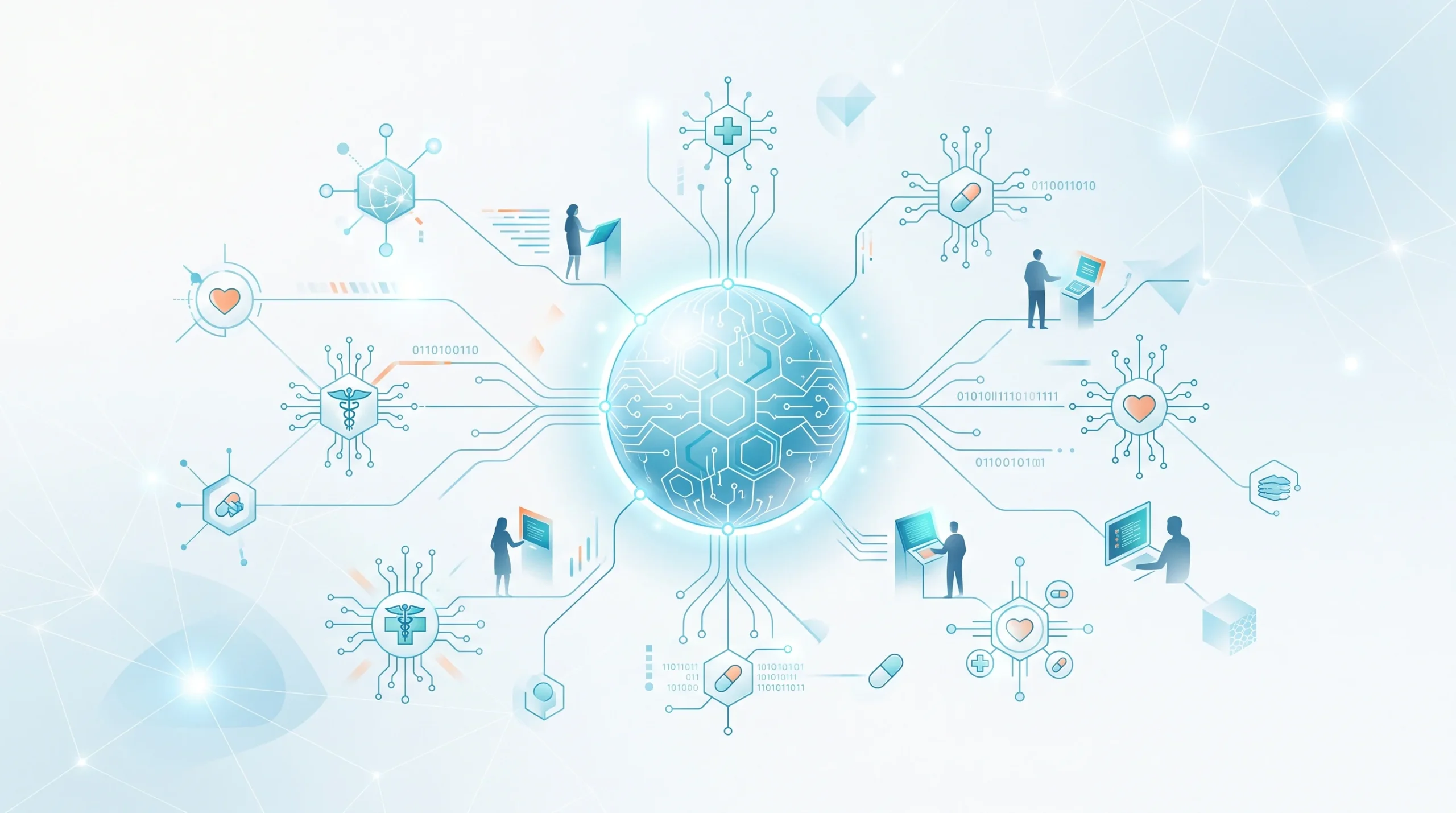 A conceptual illustration of a digital healthcare network.