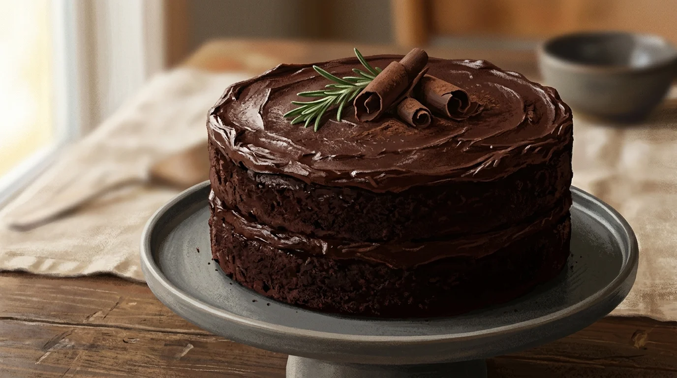 A conceptual illustration of a chocolate Guinness cake.