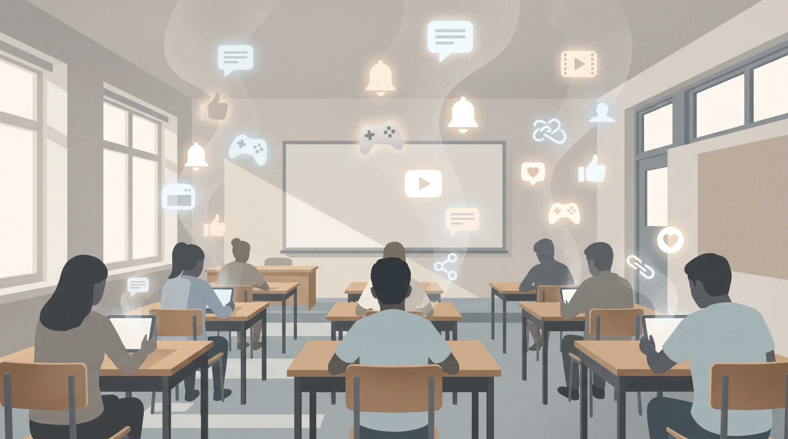 Conceptual illustration of classroom distractions