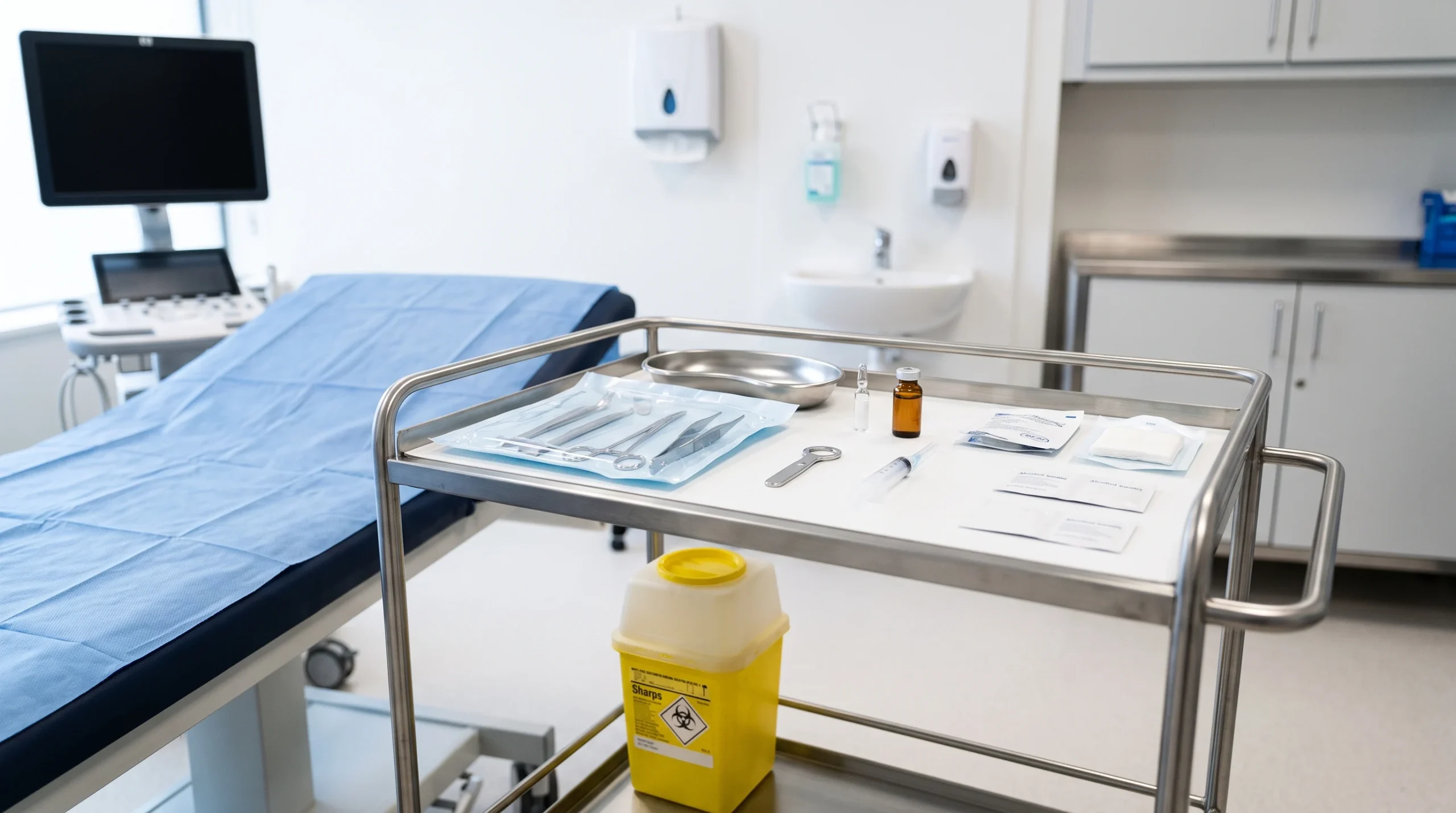 A clean clinical environment representing healthcare standards and safety.
