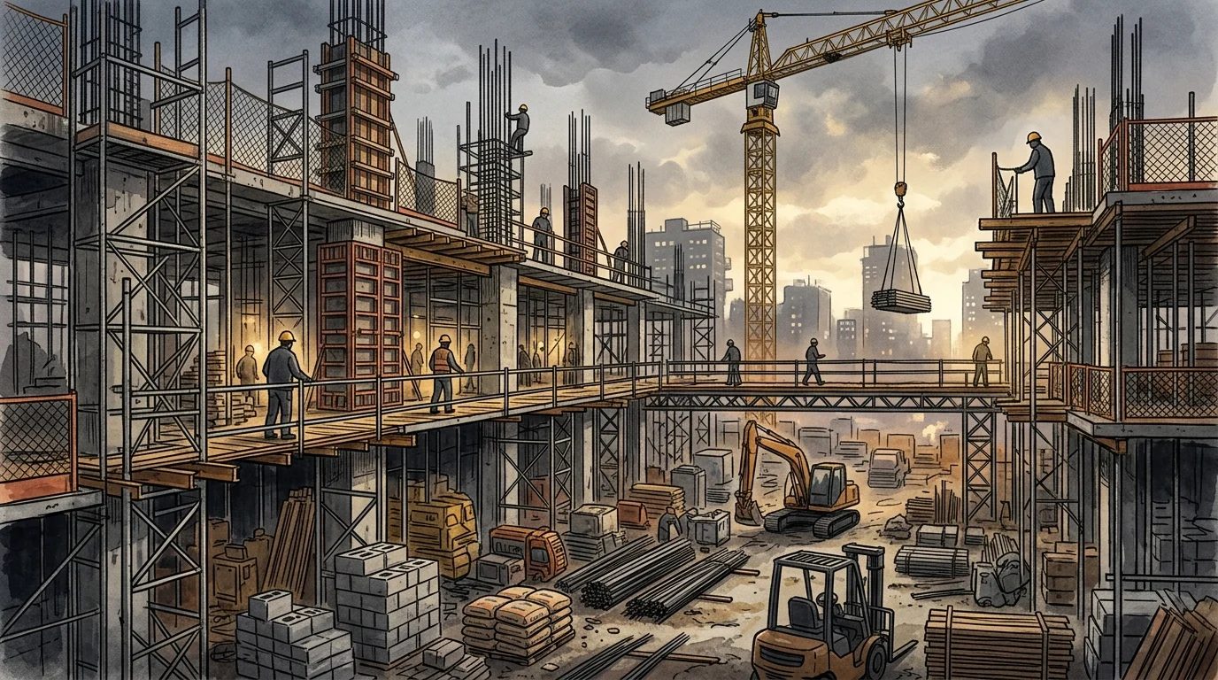 A generic building site with scaffolding.