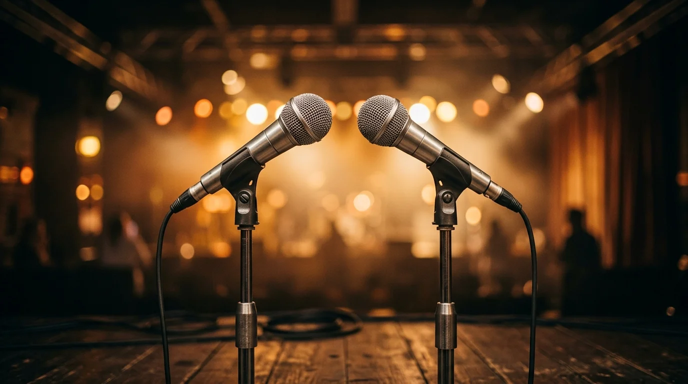 Two vintage style stage microphones