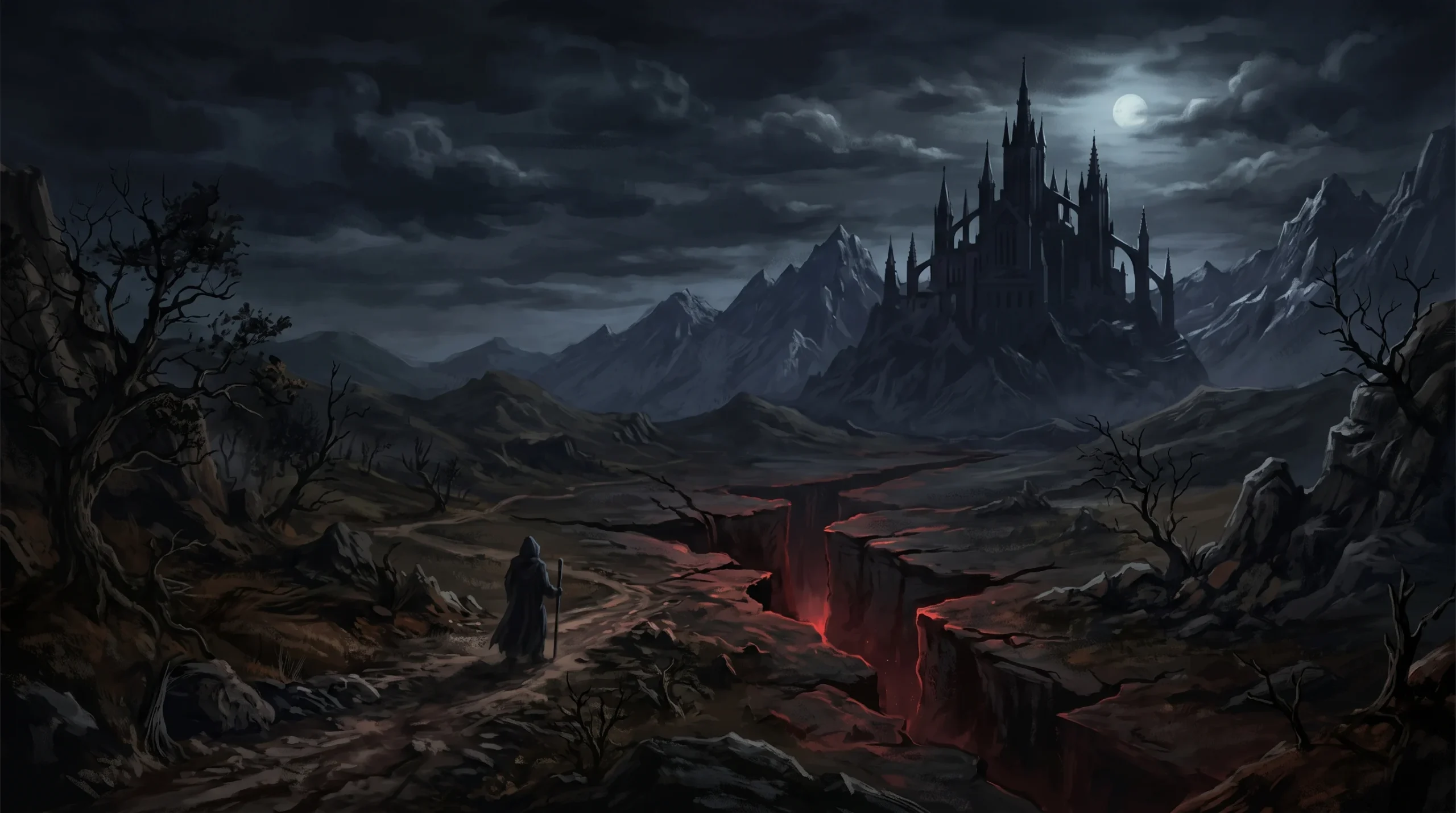 A conceptual digital illustration of a dark, atmospheric Gothic landscape.
