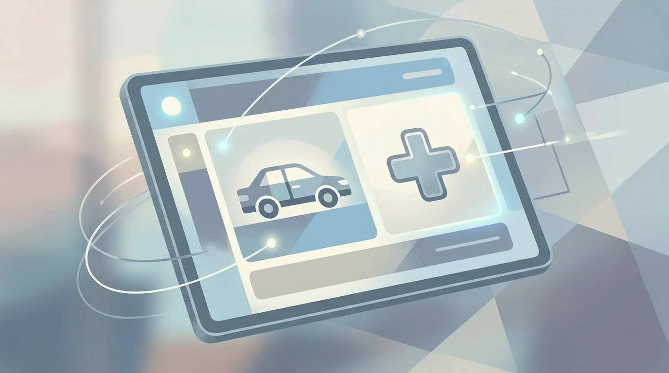 Conceptual illustration of digital government services on a tablet.