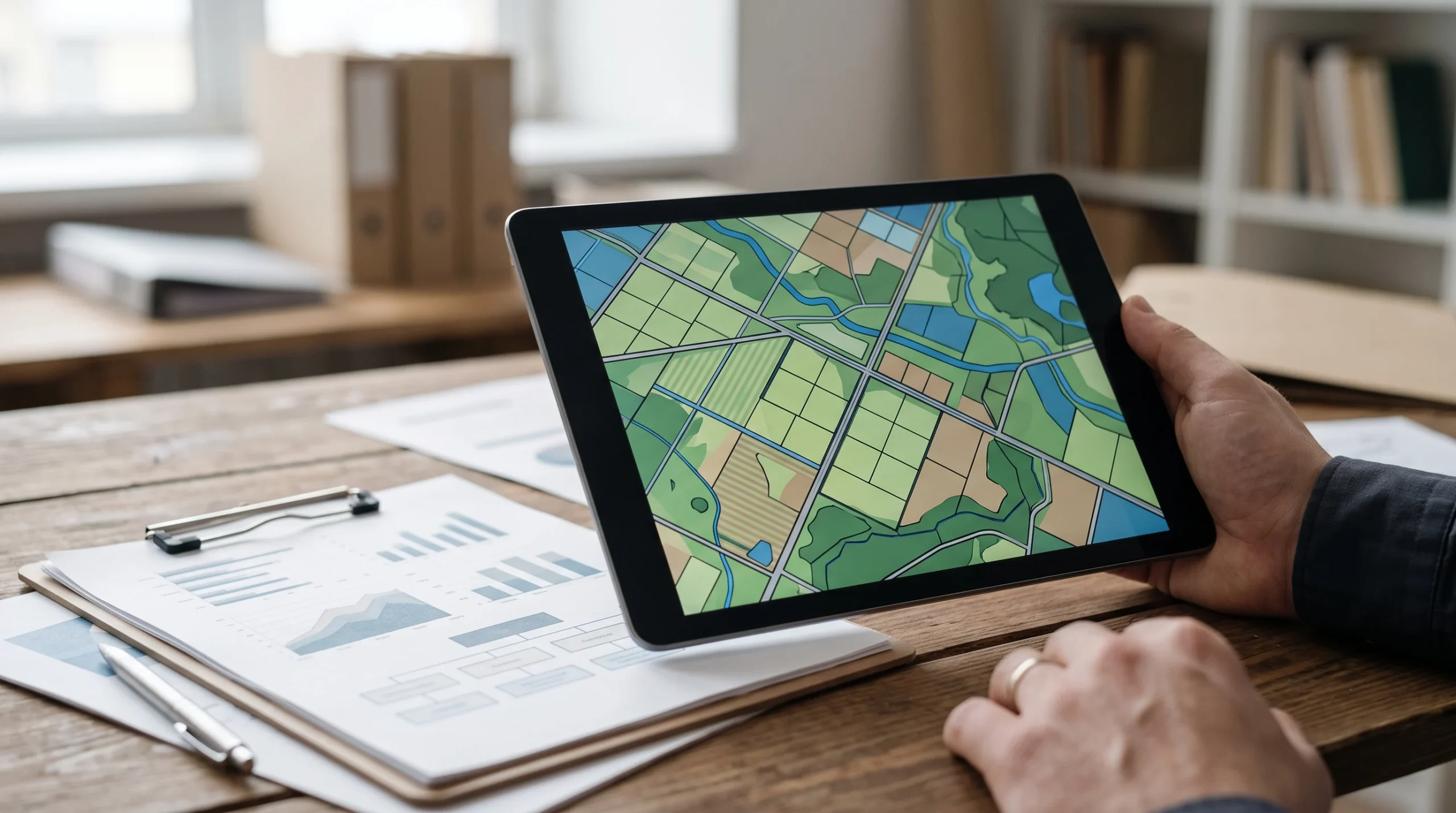 Conceptual image of land mapping and digital property documentation.