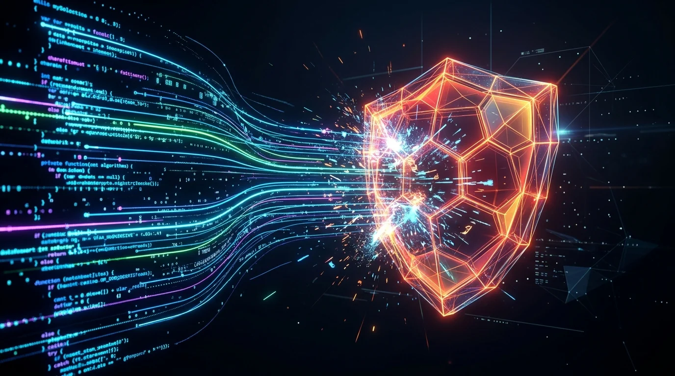 Conceptual abstract digital visualisation of security boundaries.
