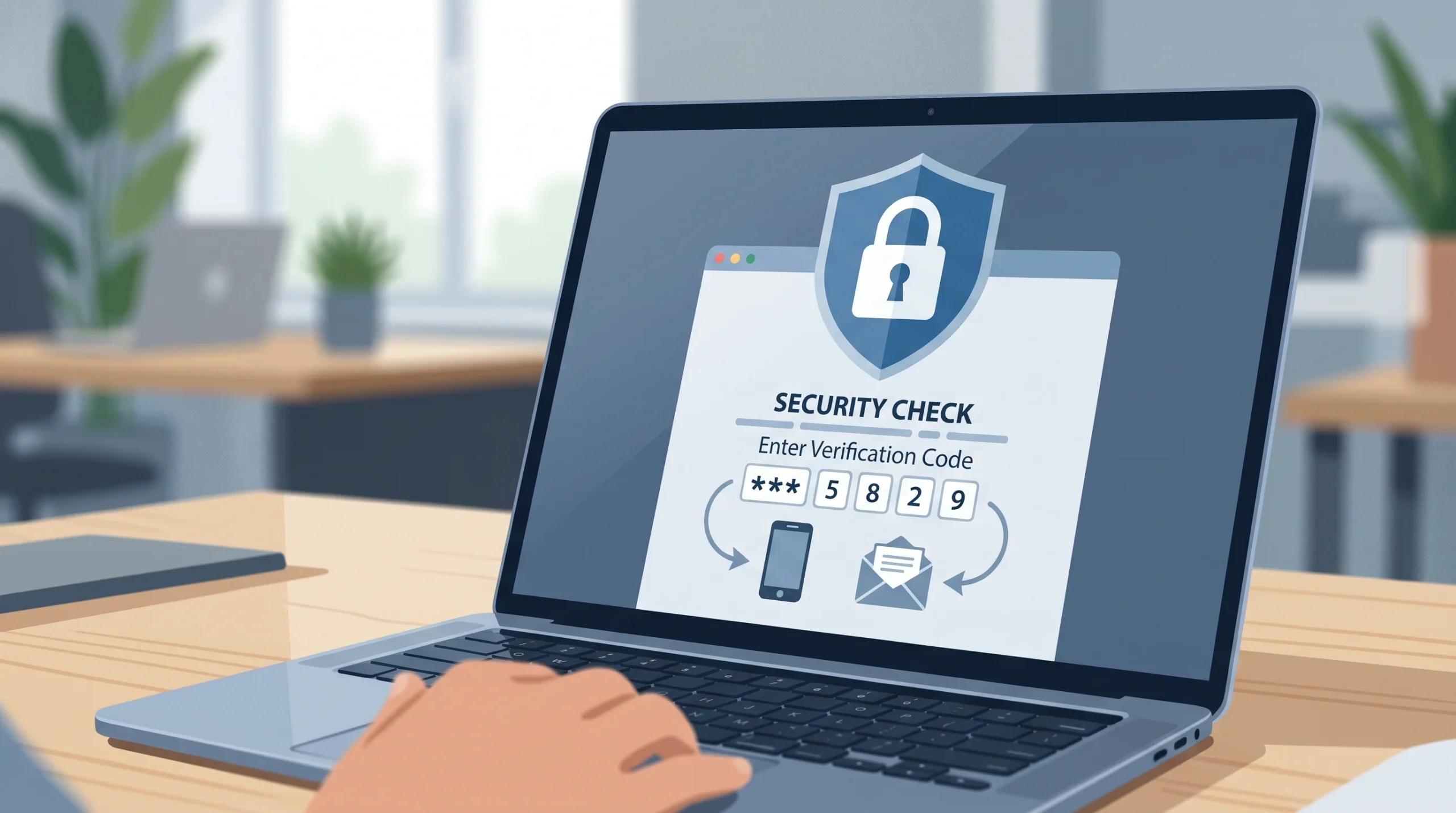 A conceptual image showing a digital security prompt on a laptop screen.