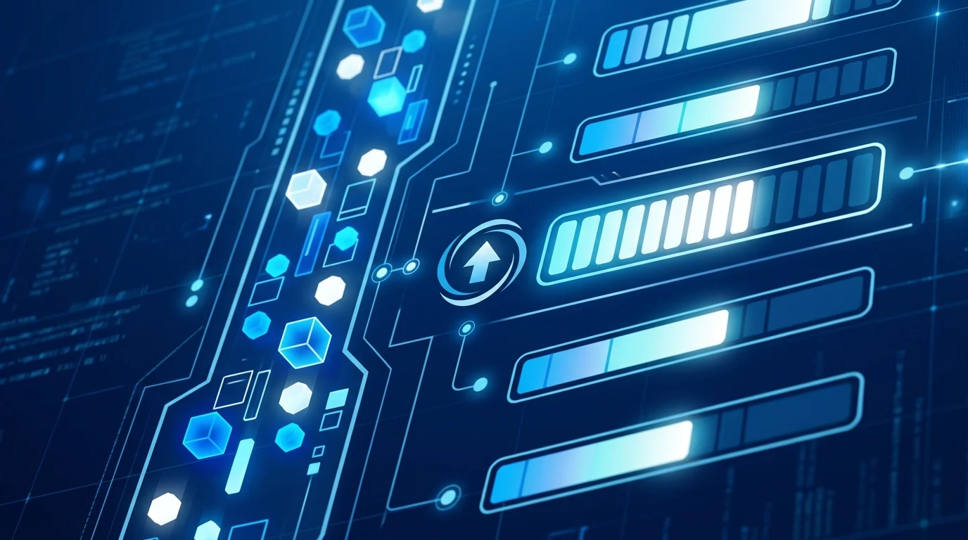 Abstract digital upload interface concept.