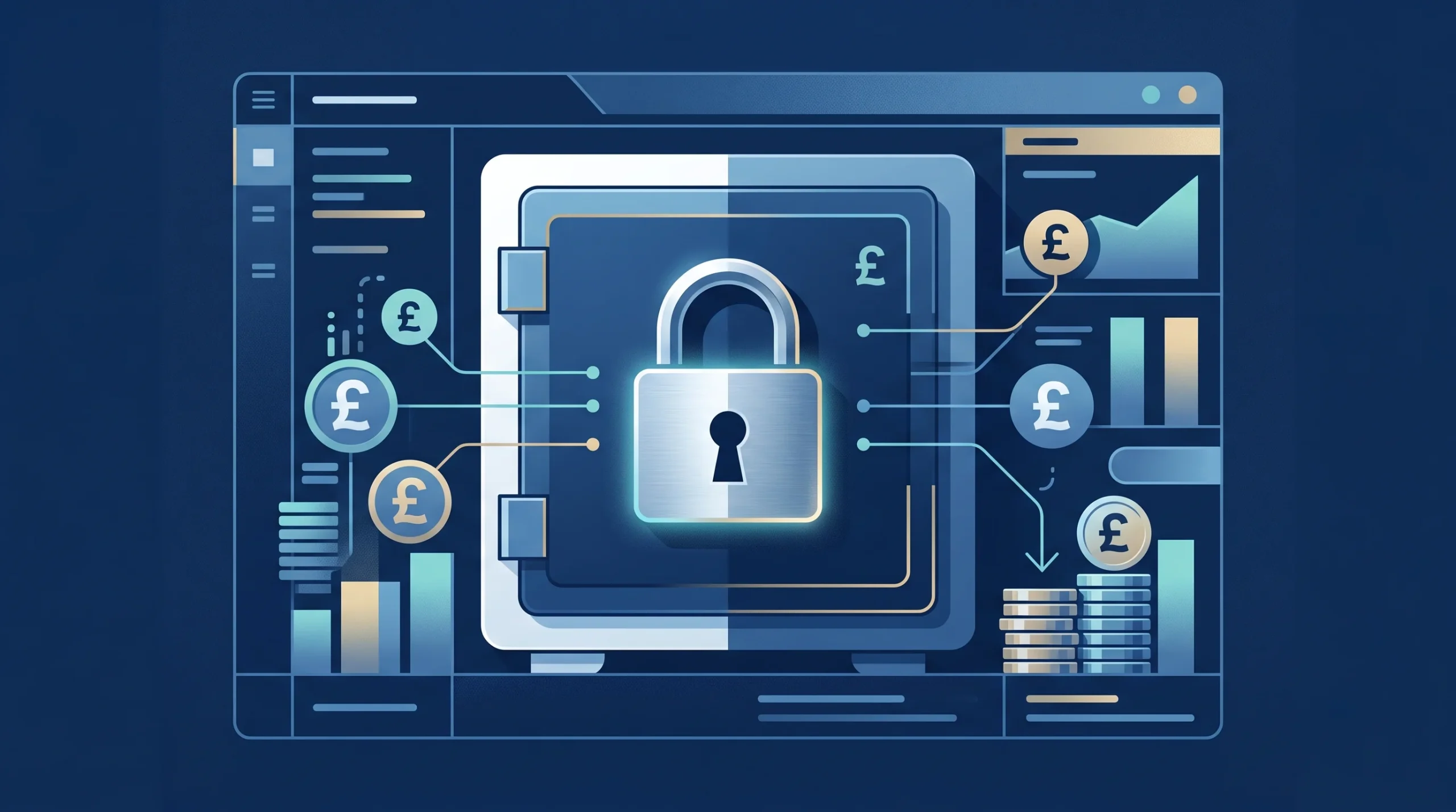 Conceptual illustration of a secure digital financial transaction for UK business.