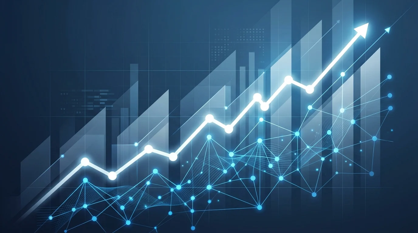 A conceptual graph showing an upward economic trend.