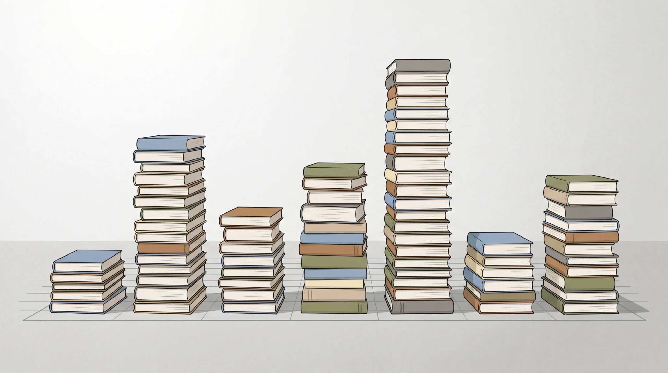 Conceptual illustration of book stacks forming a bar chart representing educational data.