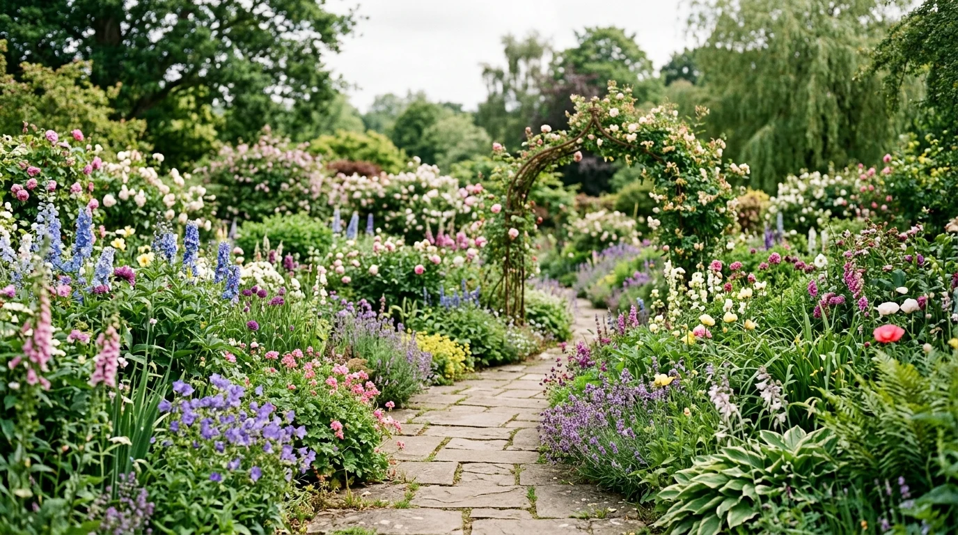 A scenic English country garden path.