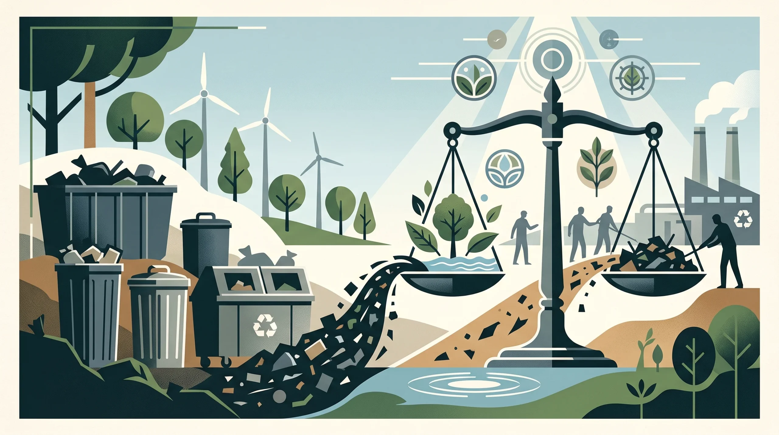 Conceptual illustration representing environmental law and waste management.