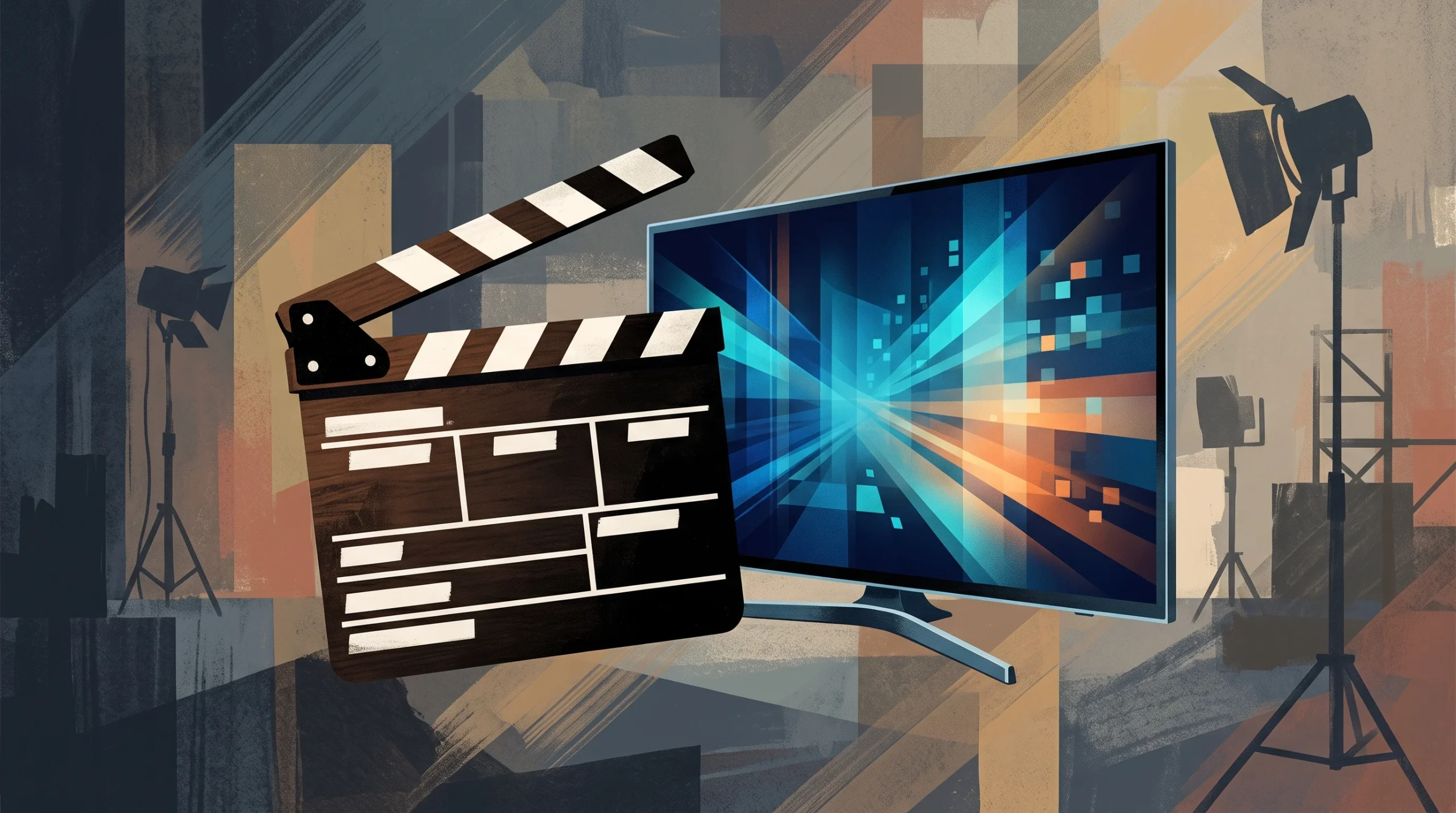 A conceptual illustration representing film and television production.