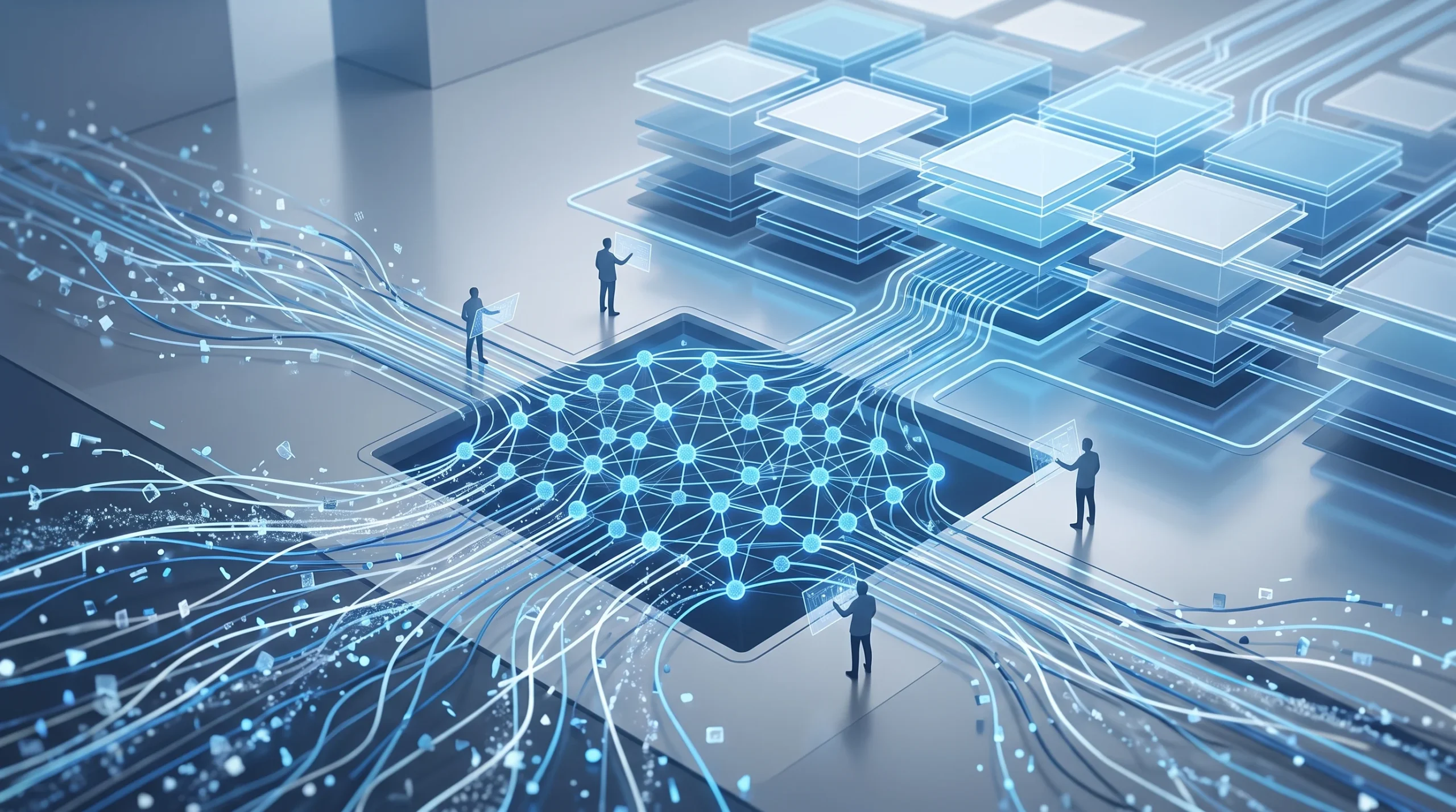 A conceptual illustration representing the organisation and streamlining of complex financial data.