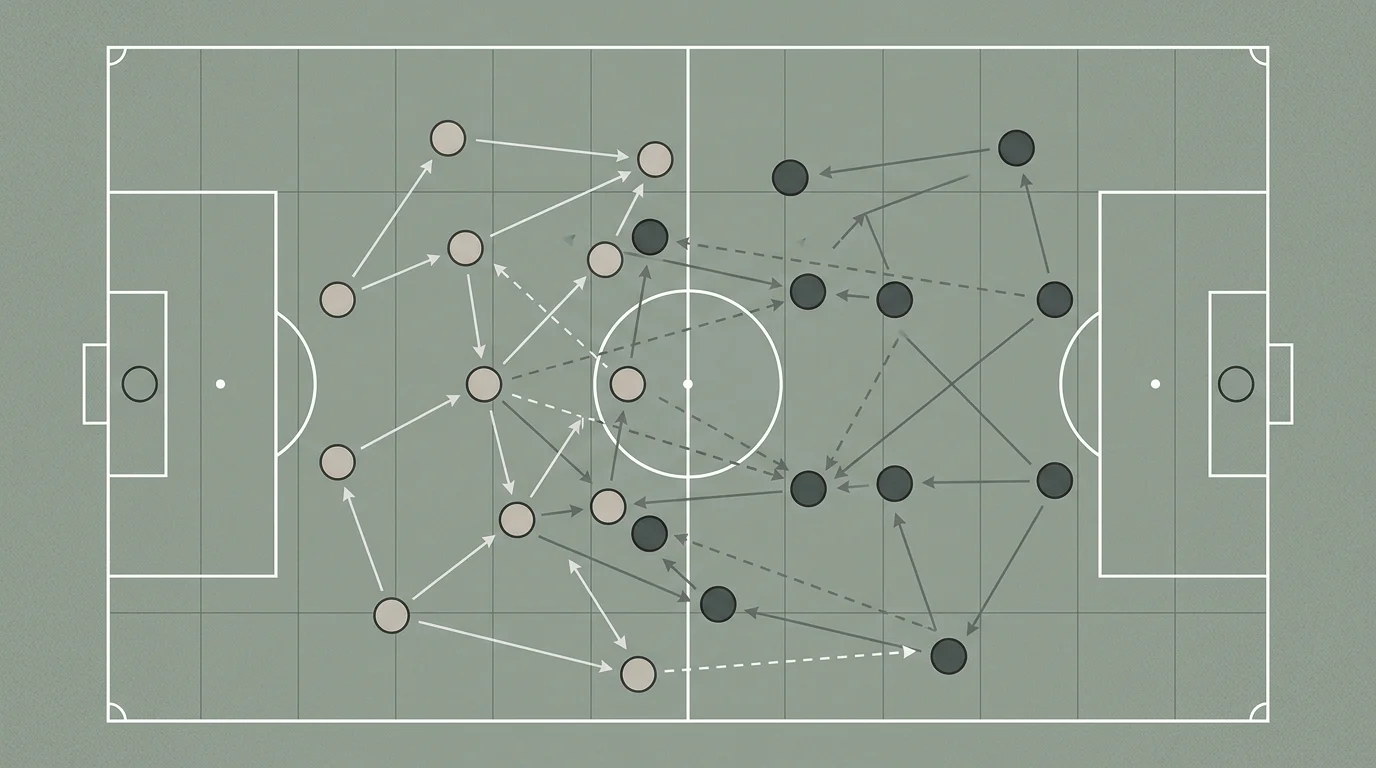 Conceptual tactical diagram of player positions on a football pitch.