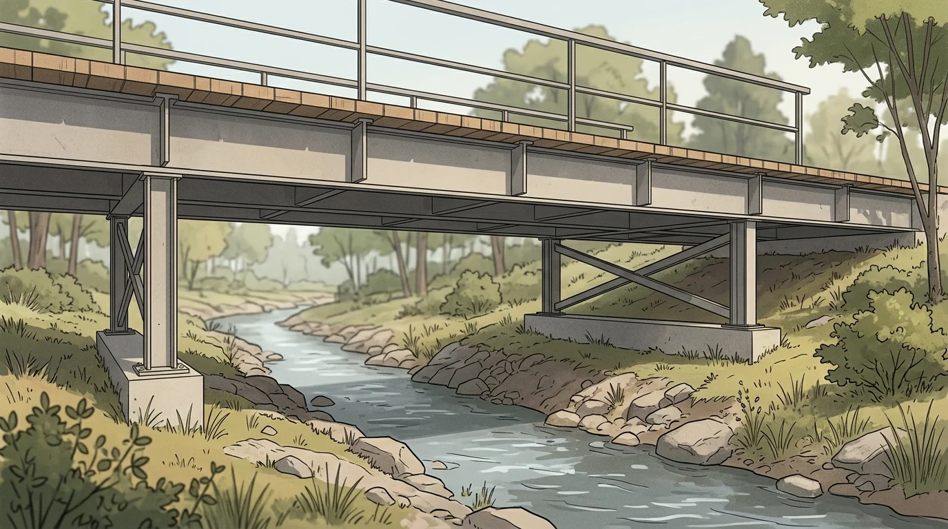 A conceptual rendering of a modern footbridge designed to improve water flow.