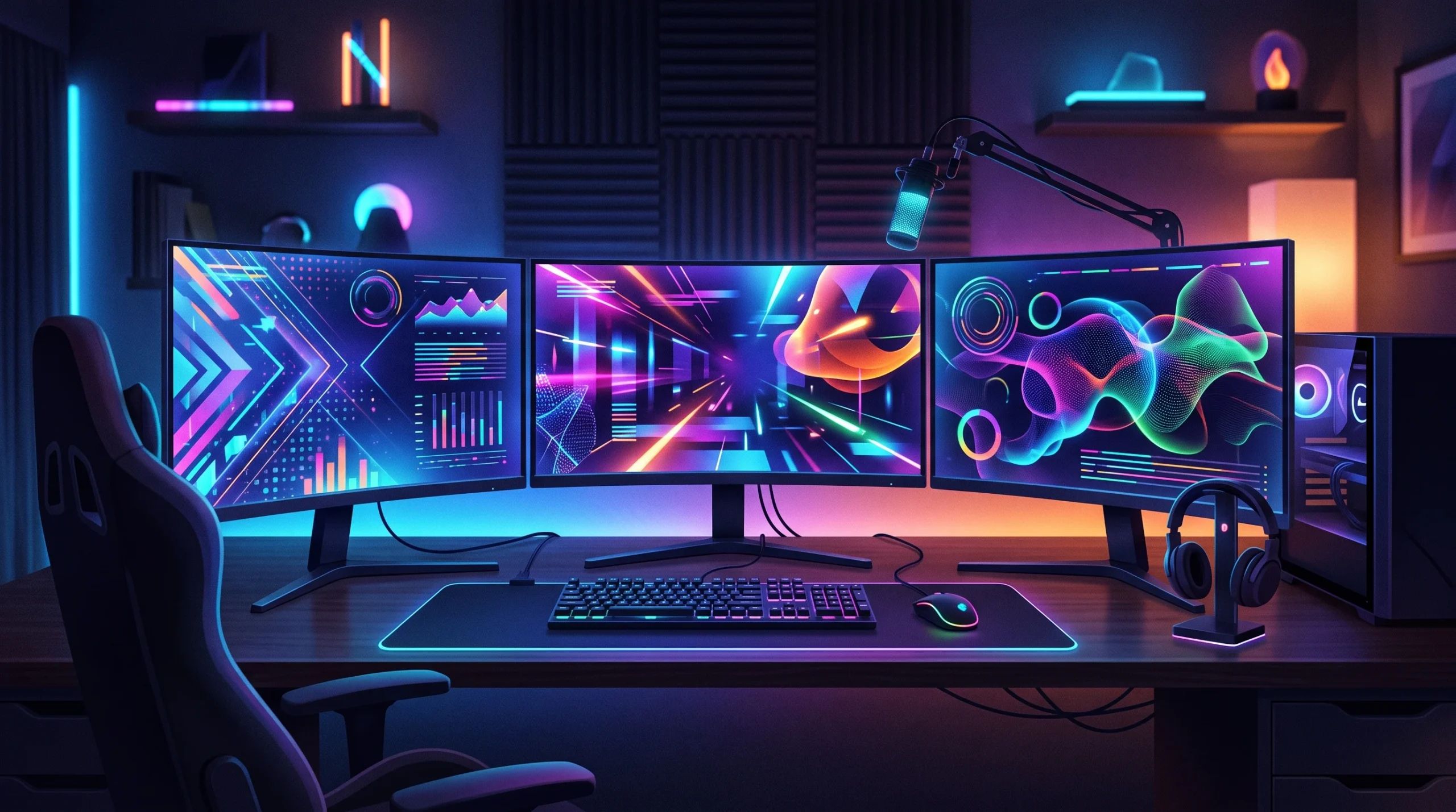 A conceptual illustration of a digital creator's workstation.