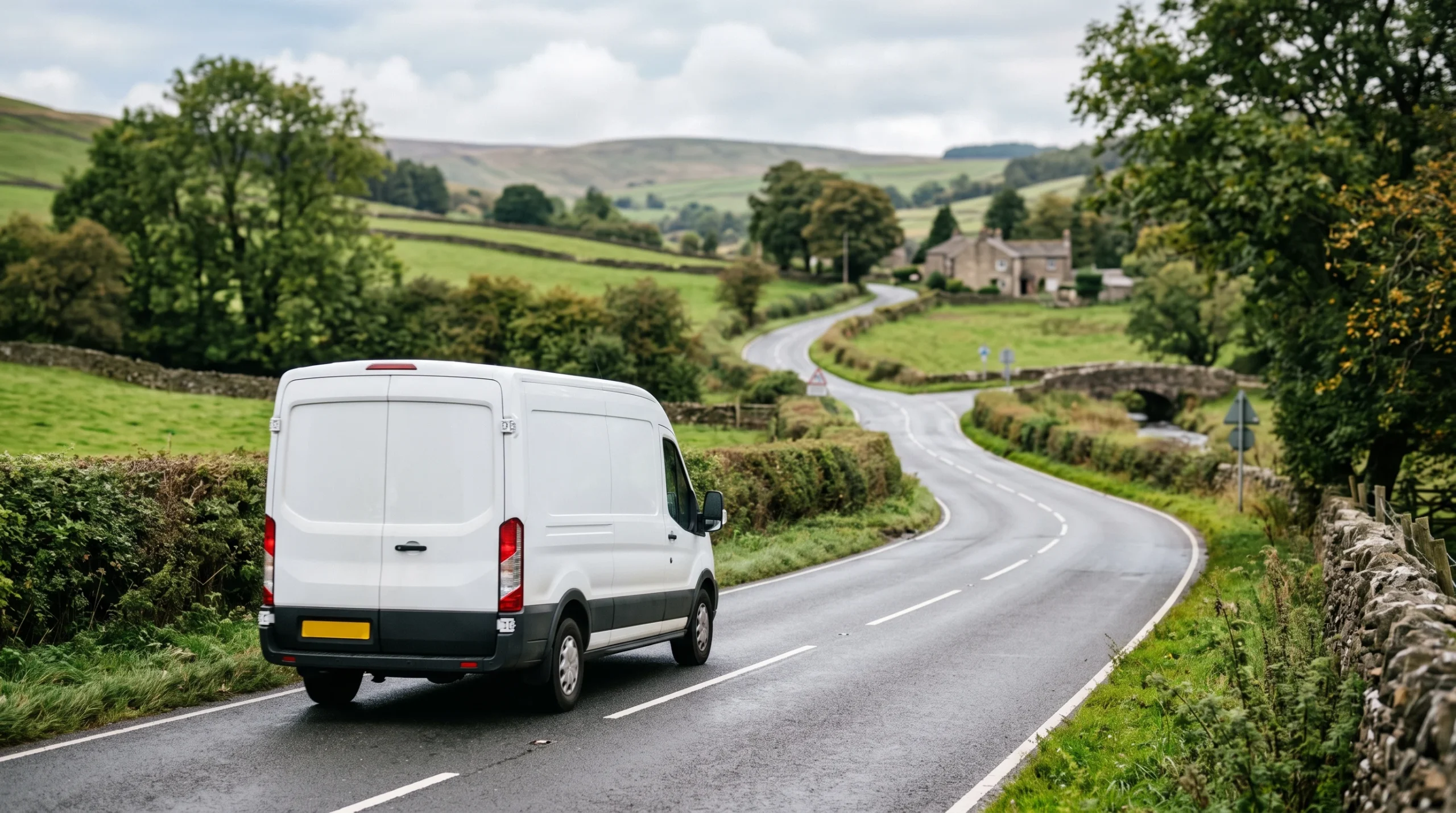 A conceptual image of a delivery vehicle on a road.