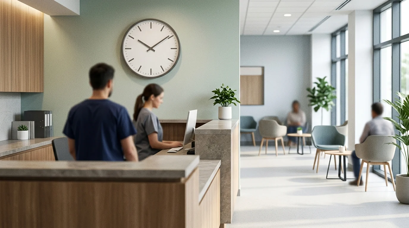 A clean and modern healthcare facility waiting area.