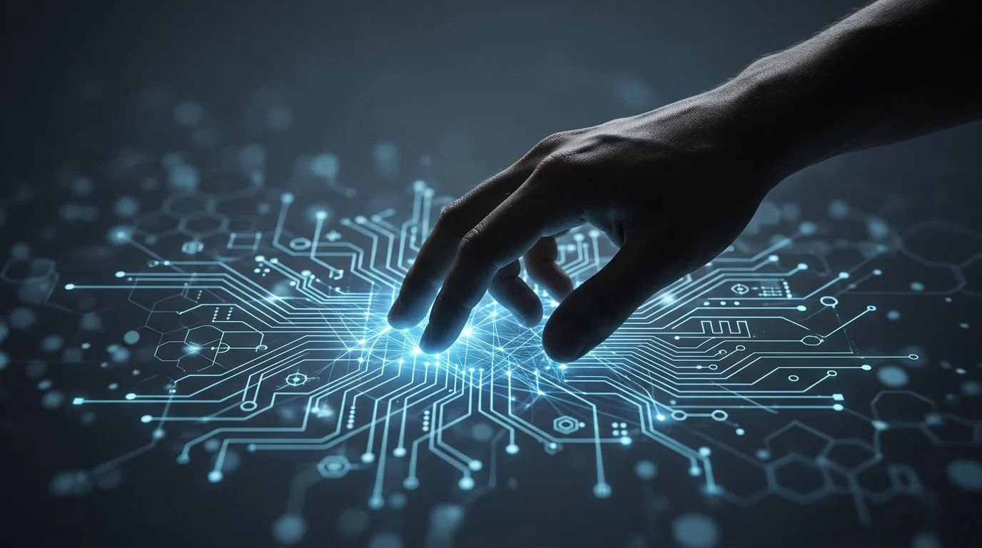Conceptual image representing human oversight of technology.