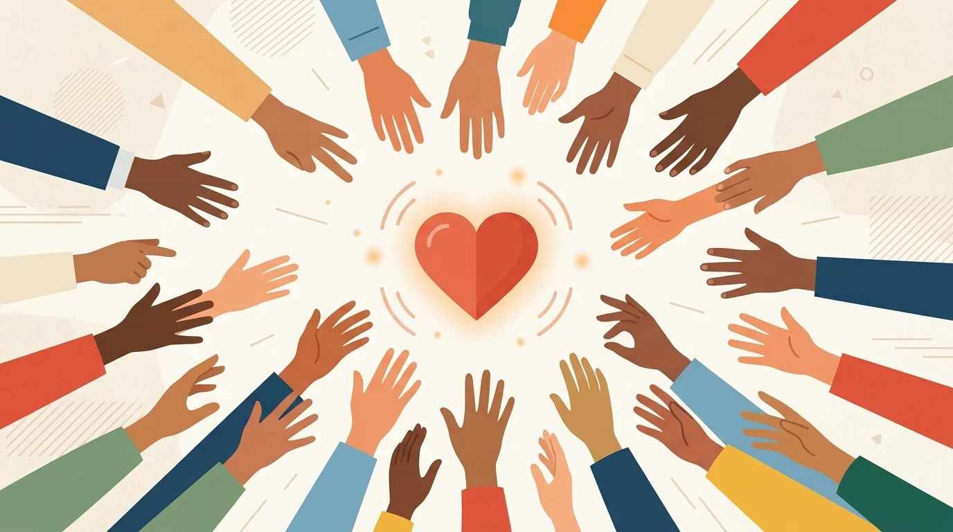 Conceptual illustration representing humanitarian aid and support.