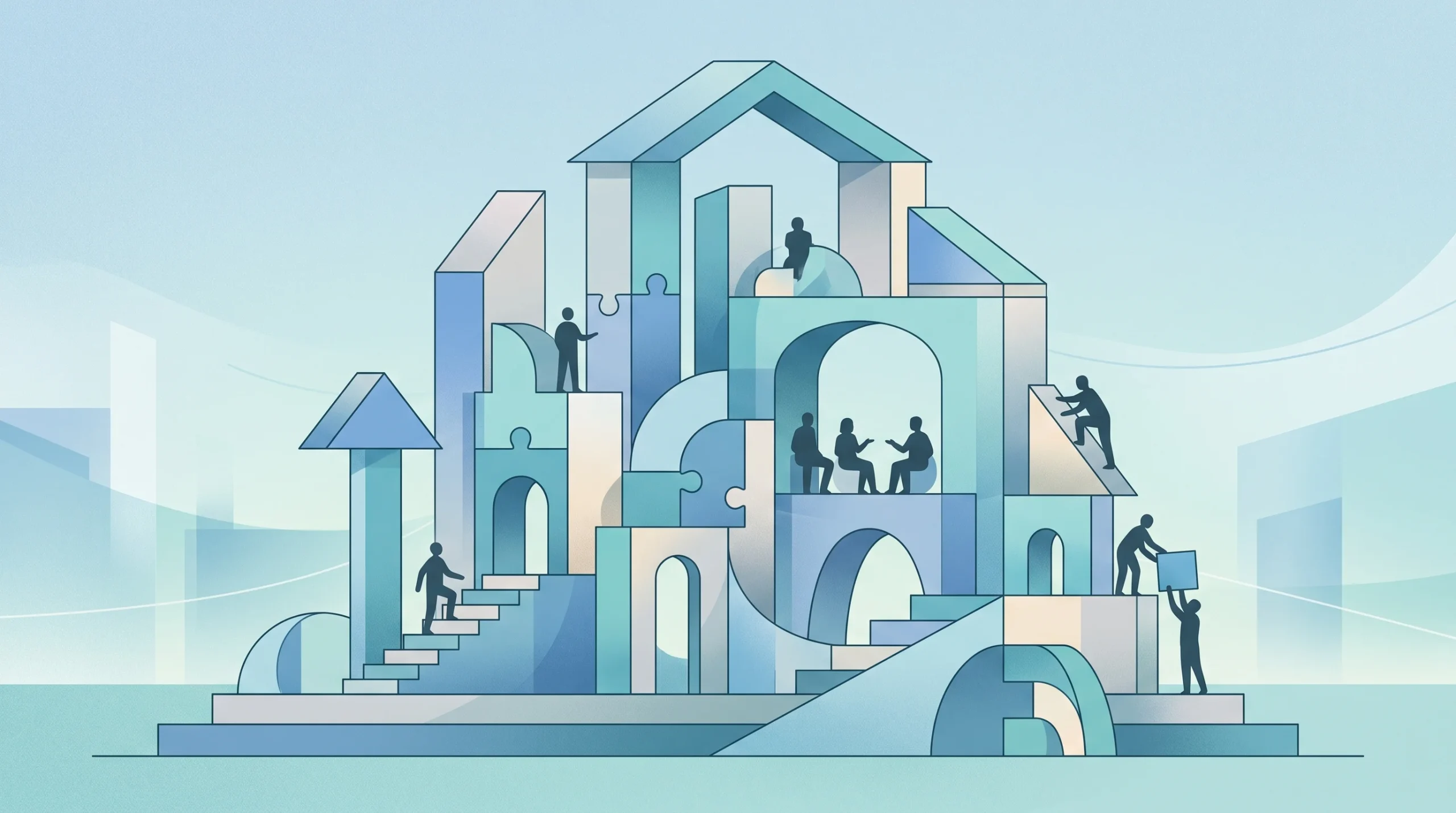 An abstract illustration representing inclusive educational support and structural reform.