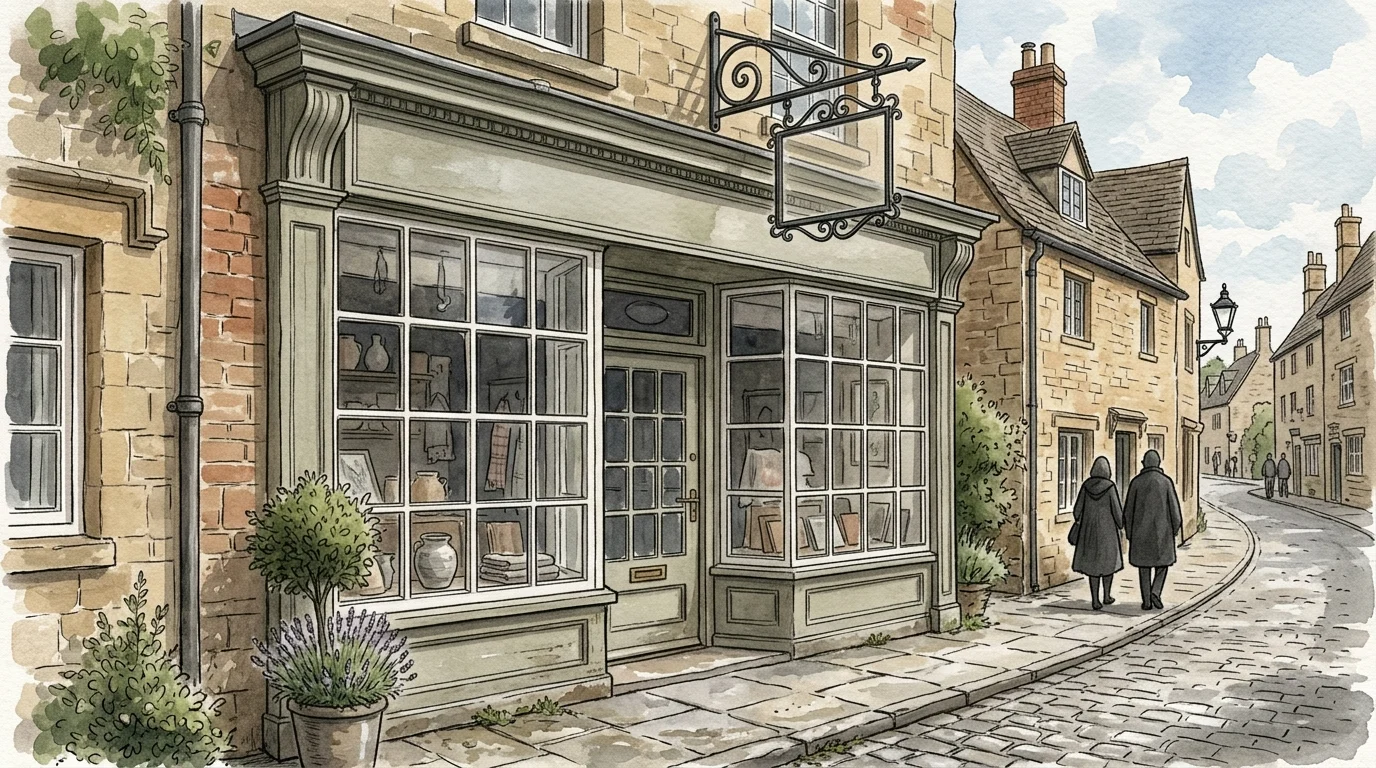 A neutral illustration of an independent shop front.