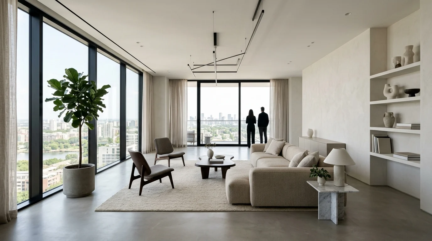 The interior of a high-end luxury home showing contemporary design.