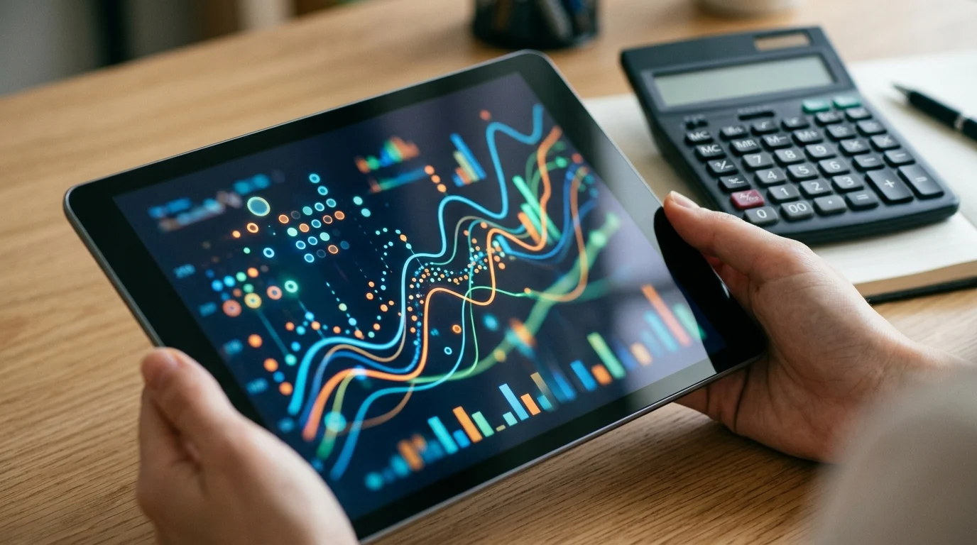 Abstract representation of digital tax tracking and financial data.