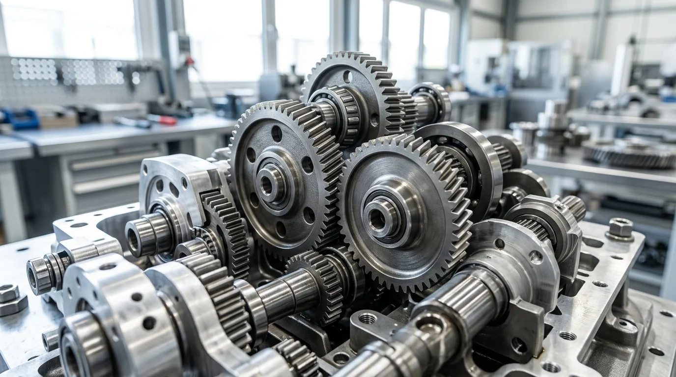 Abstract industrial components representing the manufacturing sector.