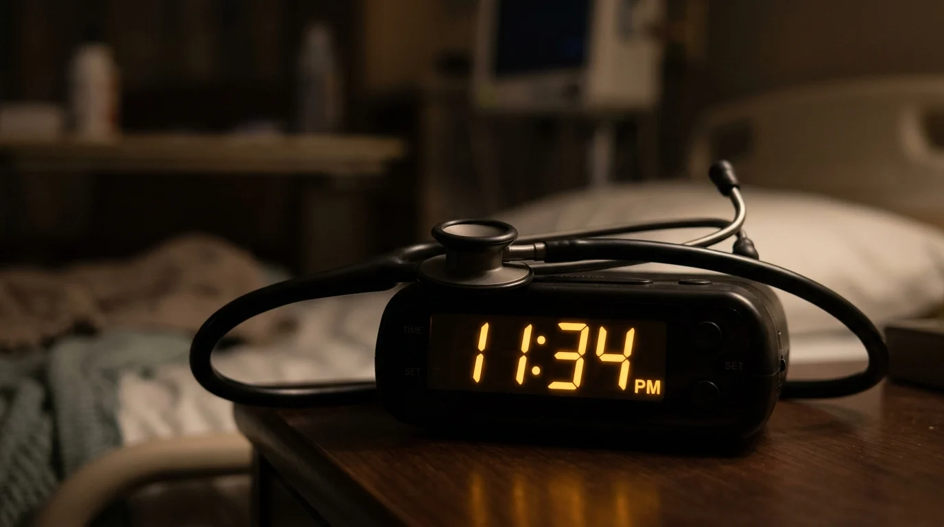A stethoscope and a digital clock symbolising the real-time format of the medical series.