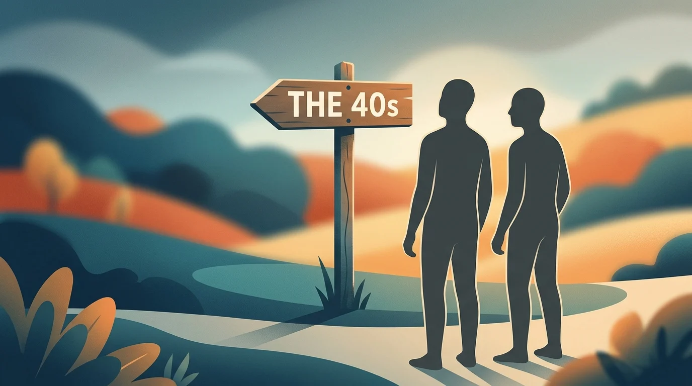 A conceptual illustration representing the transition to middle age.