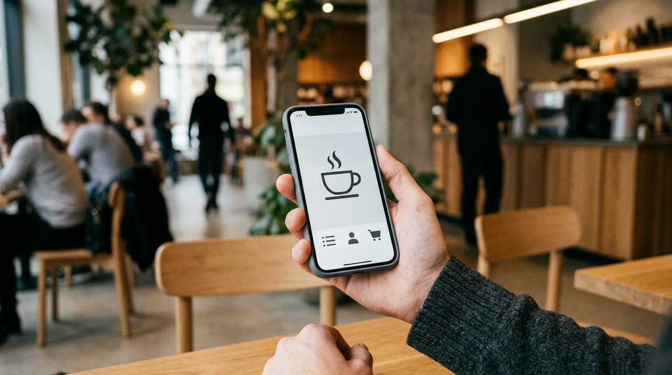 A person using a smartphone app to claim a drink offer.