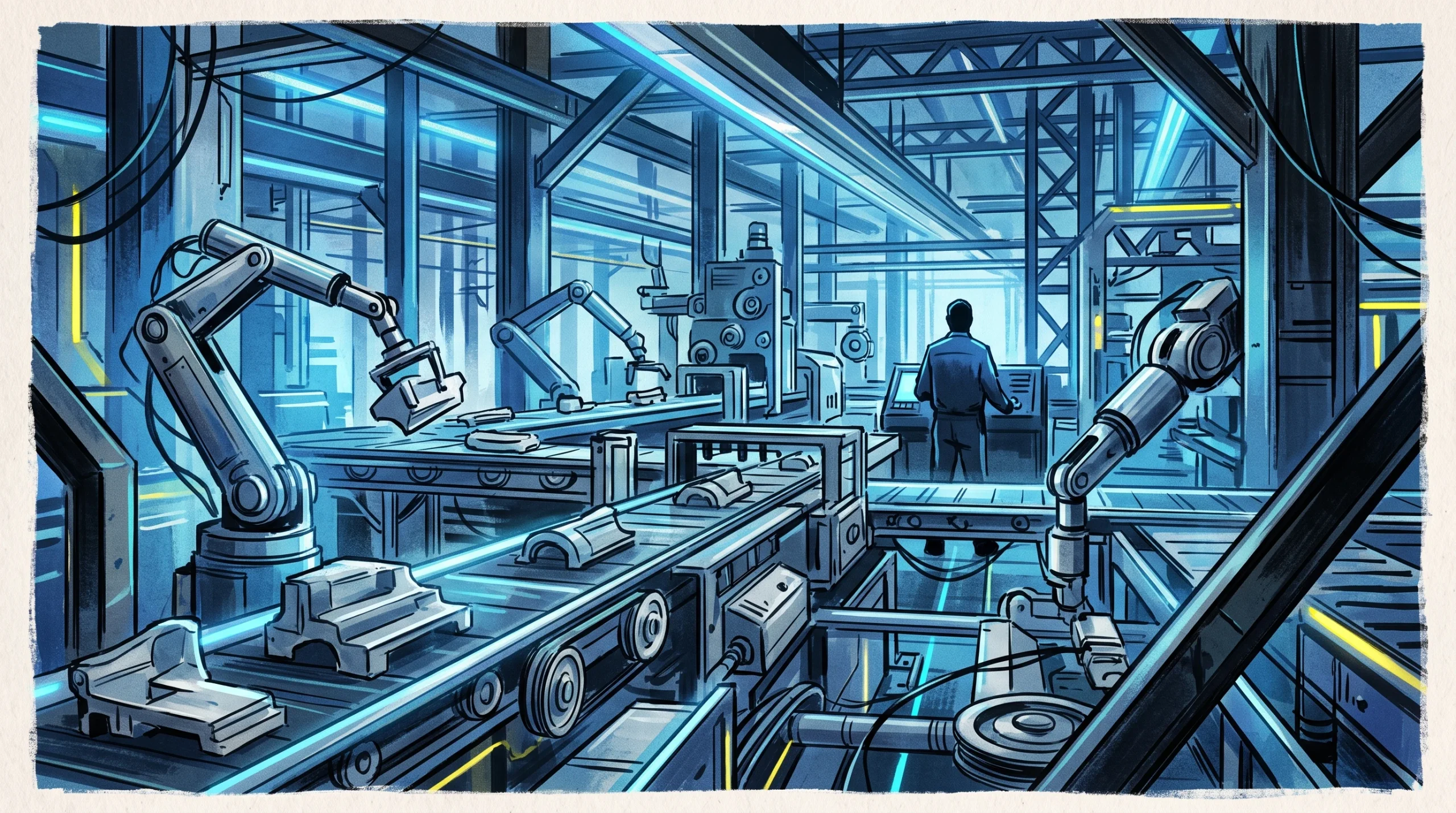 Conceptual image of a modern industrial manufacturing facility.