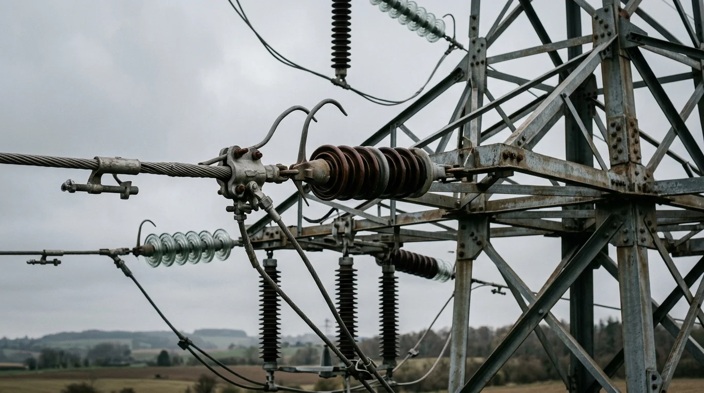 Close-up conceptual view of electrical grid infrastructure.