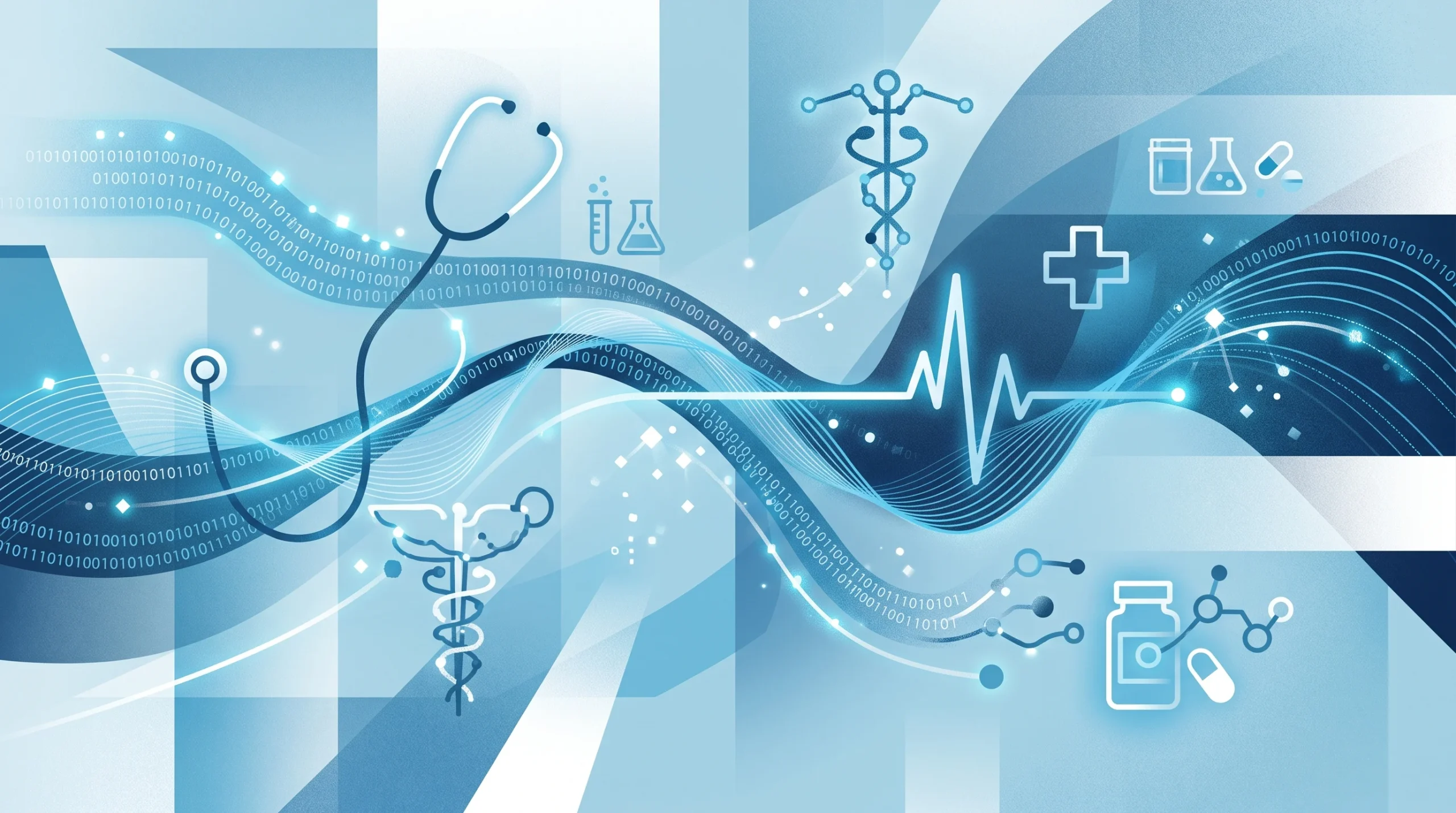 A conceptual illustration of digital healthcare data connectivity.