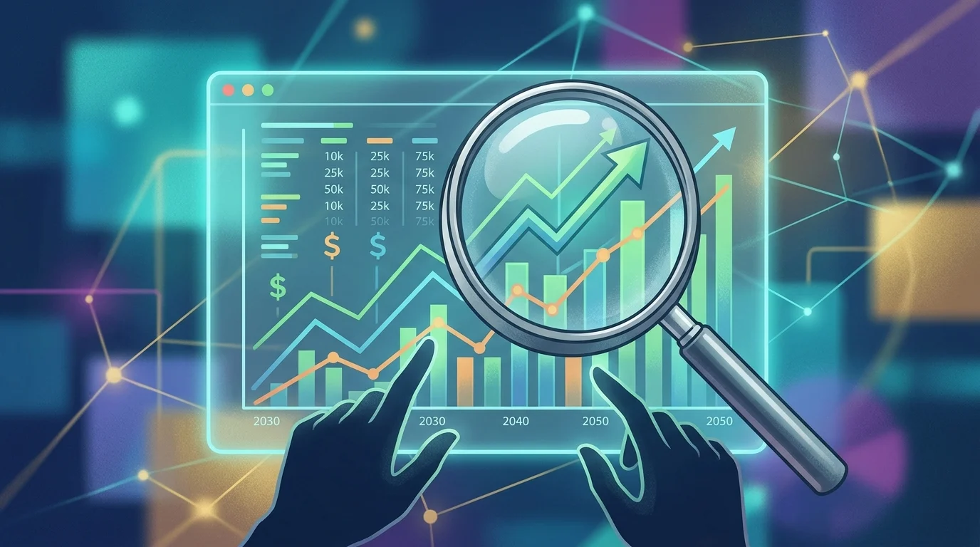 A conceptual graphic of a financial forecast check.
