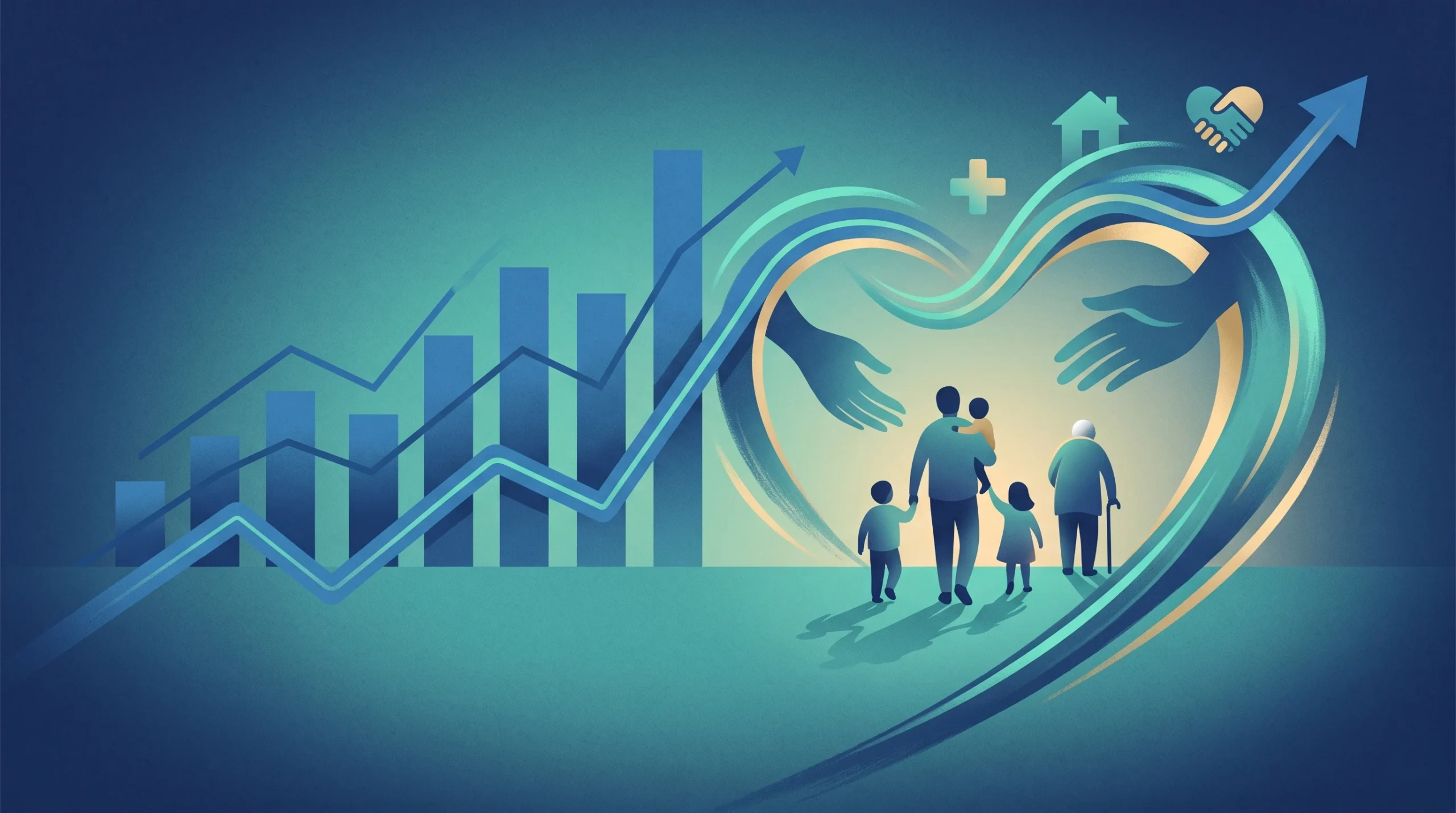 Conceptual illustration of financial reform meeting social care needs.