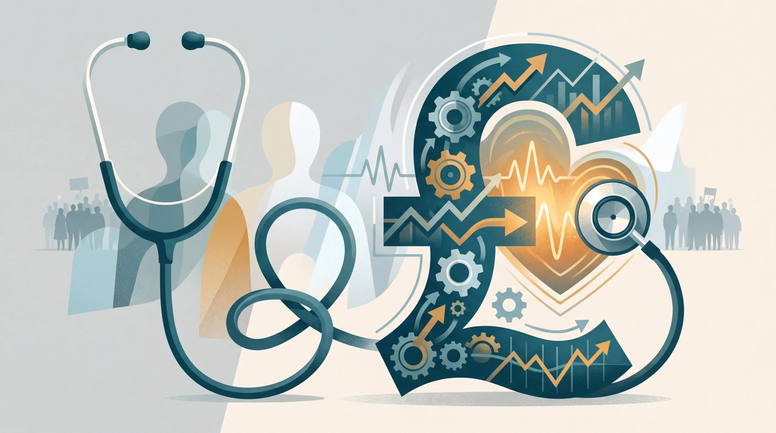 A conceptual illustration of a pound sign and a stethoscope.