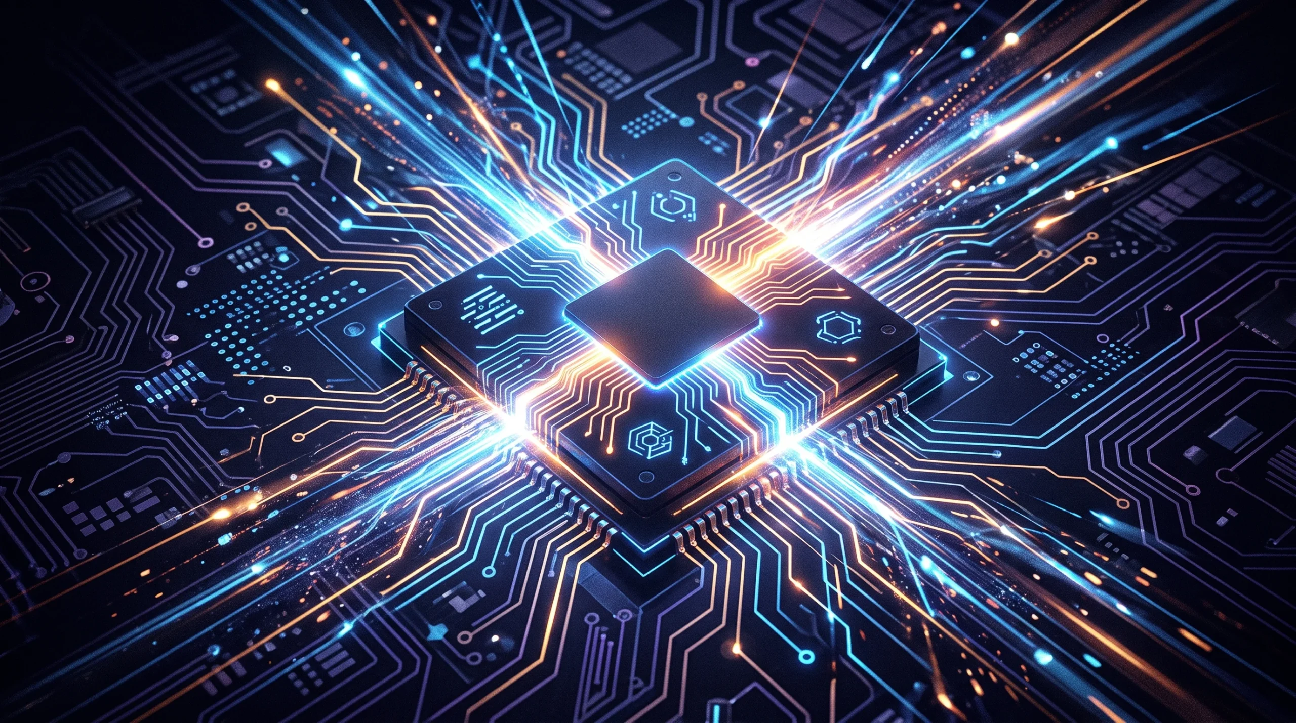 A conceptual illustration of a high-performance mobile processor chip.