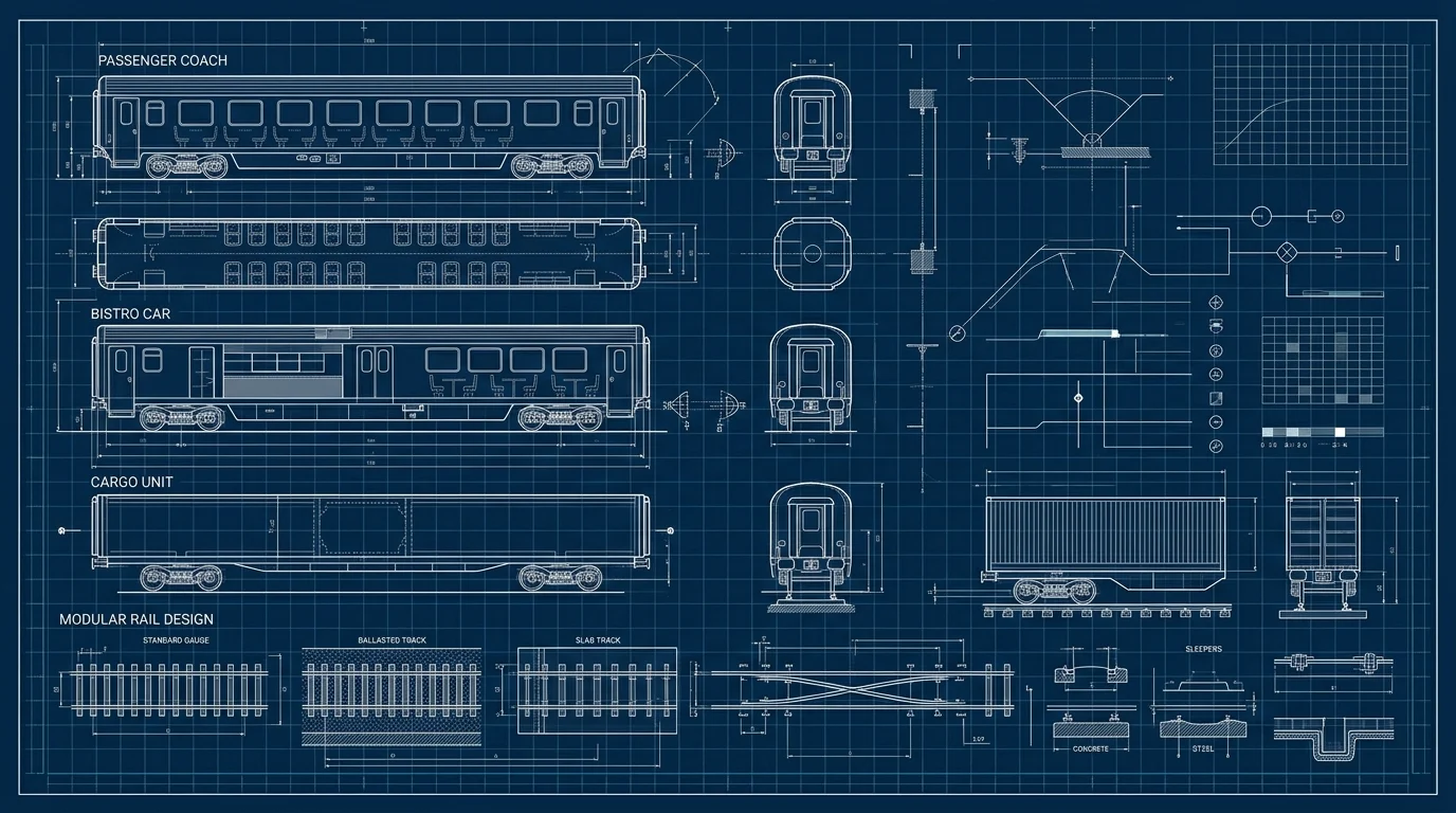 A technical graphic representing standardised train designs.