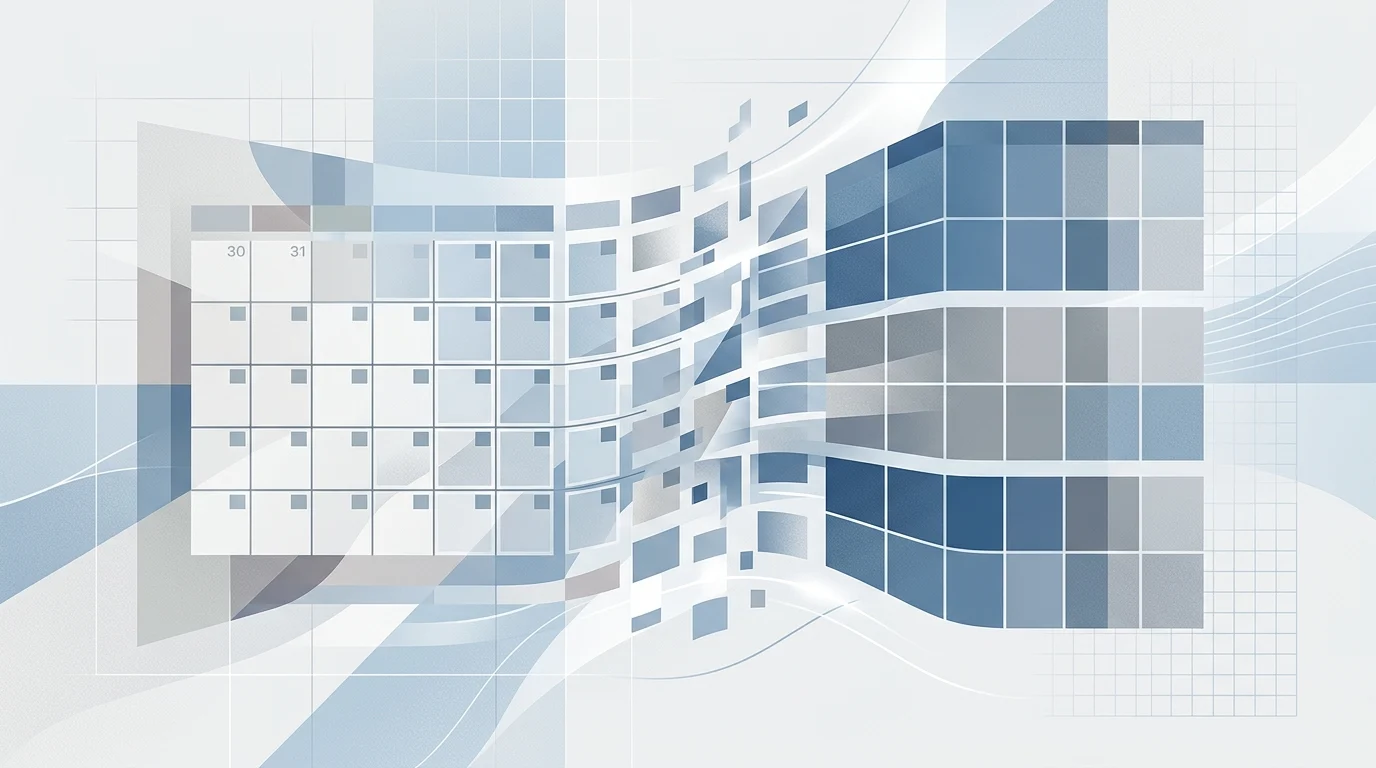 Abstract graphic showing a shift from monthly to quarterly scheduling.