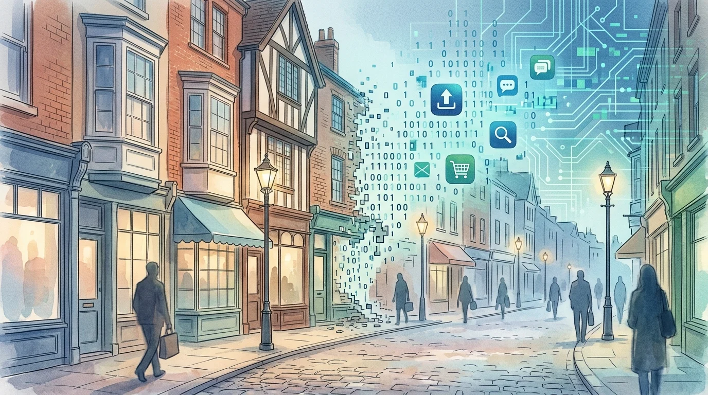 Abstract illustration representing the transition from physical betting shops to digital platforms.