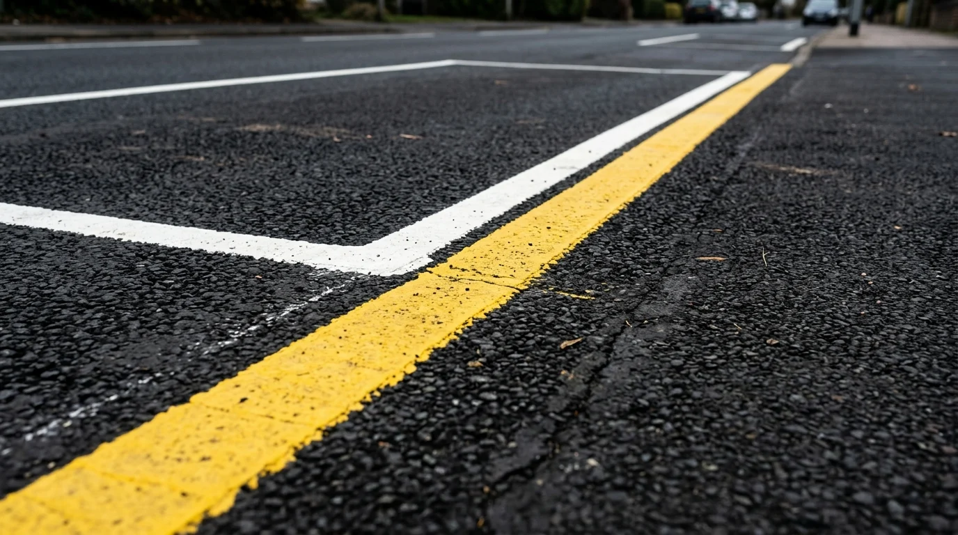 Conceptual image of road markings for parking and bus stops.