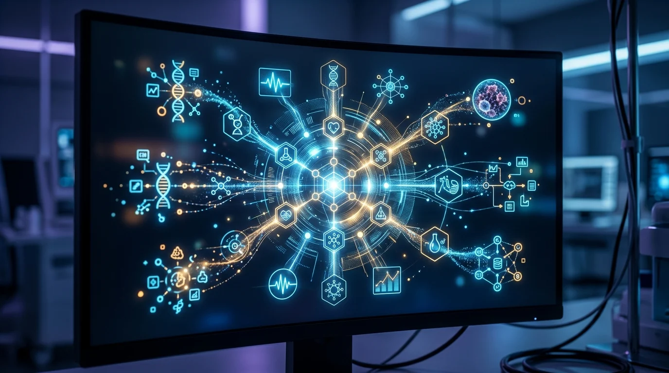 Conceptual visual of a digital patient record system.