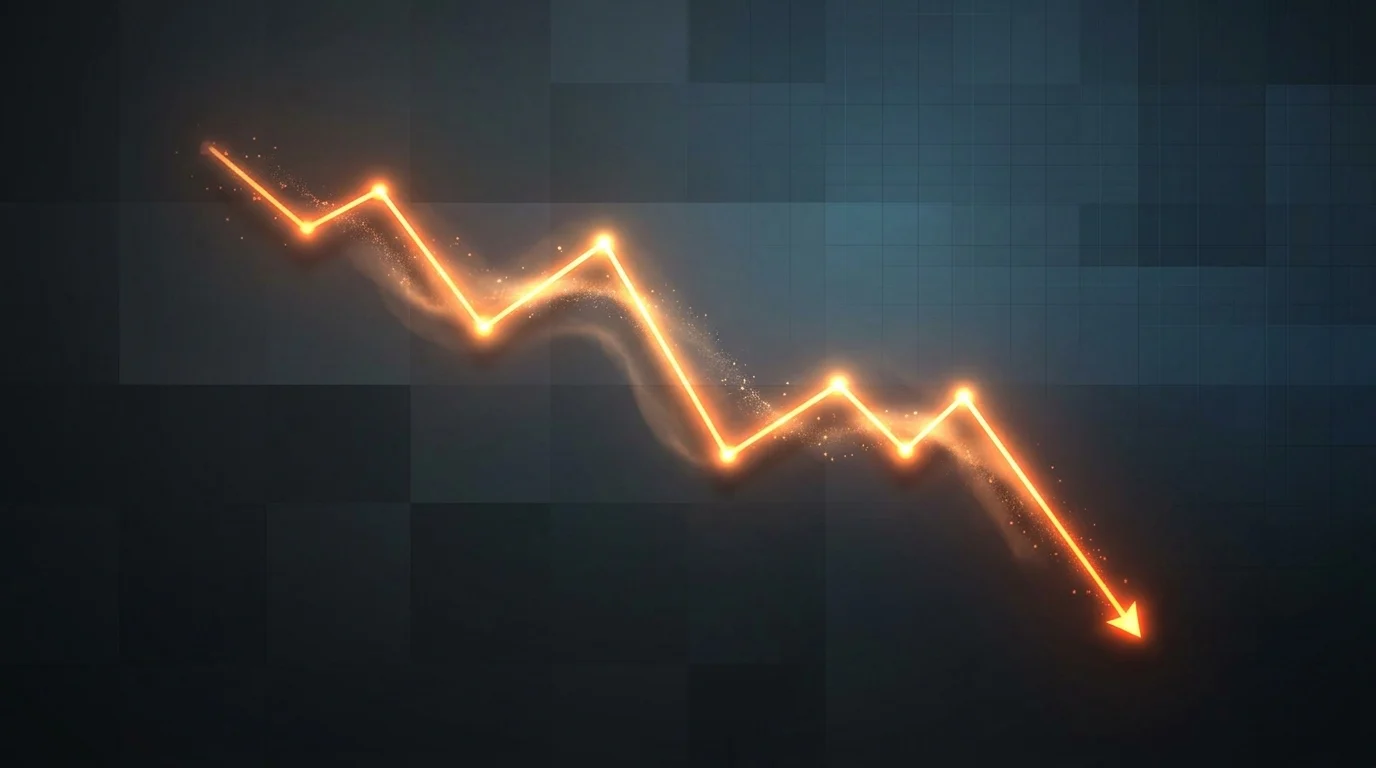 An abstract graph showing a downward trend